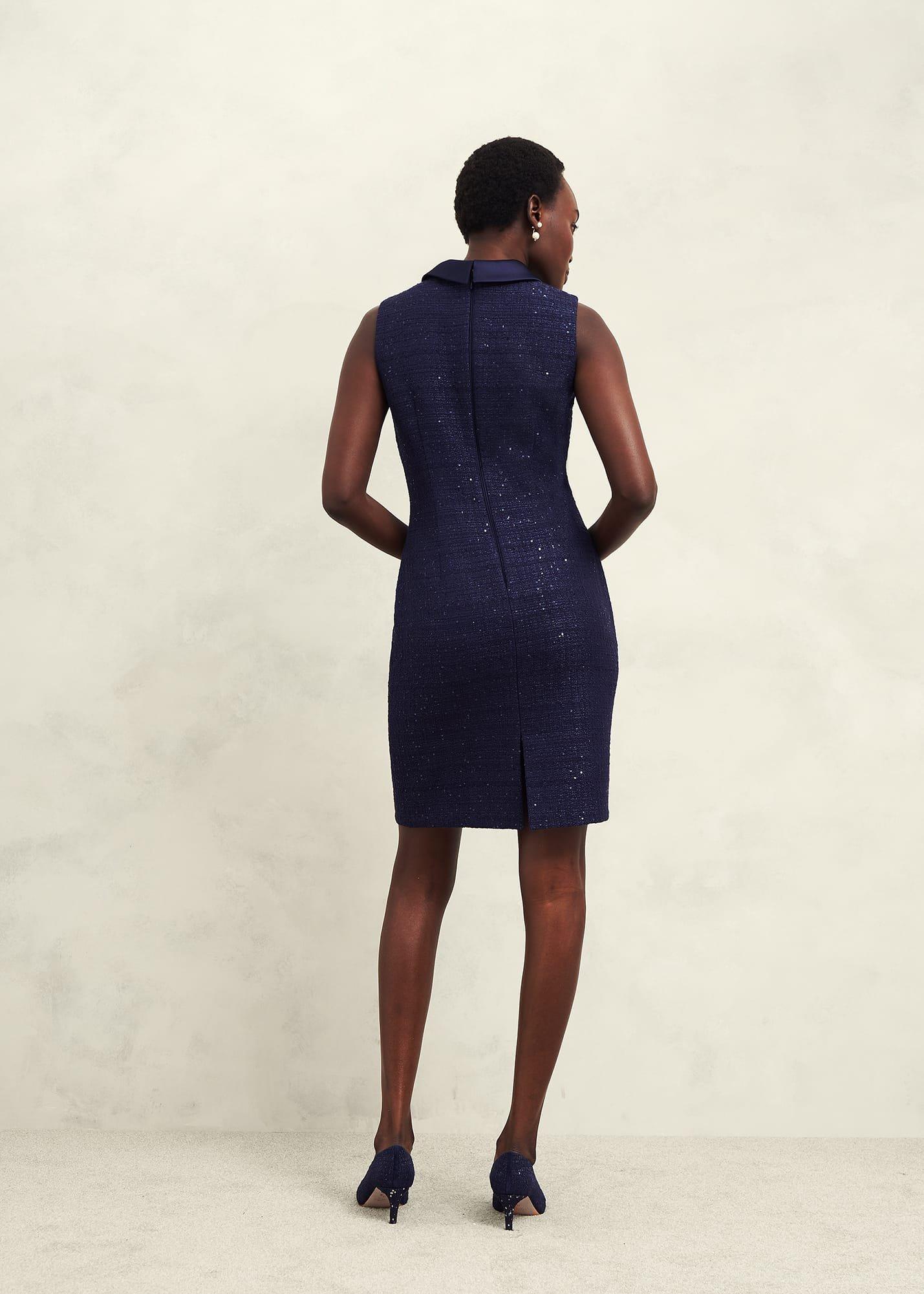 Prisha Sequin Tweed Dress, Midnight Navy, hi-res