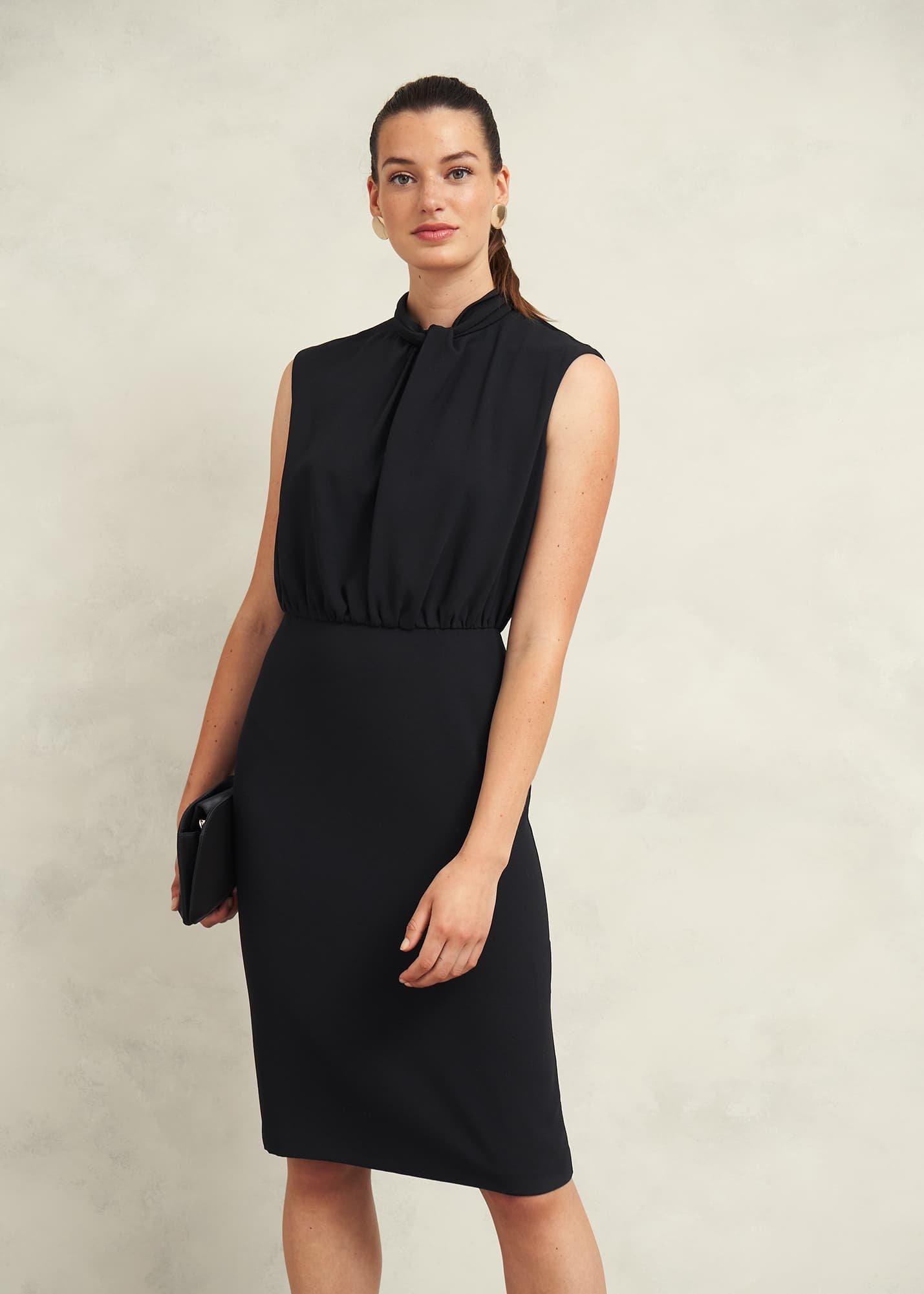 Camille Twist Neck Dress, Black, hi-res