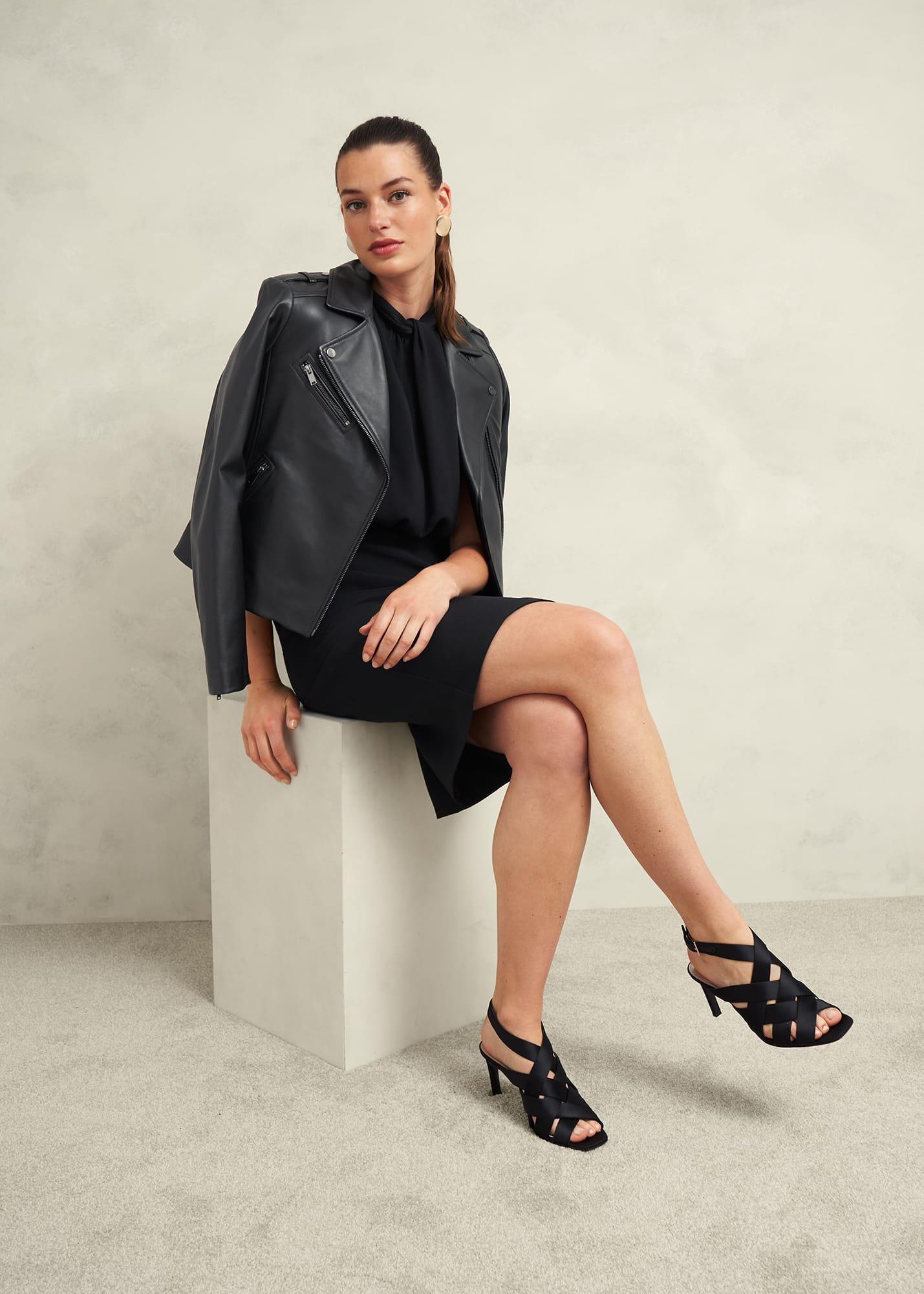 Camille Twist Neck Dress, Black, hi-res