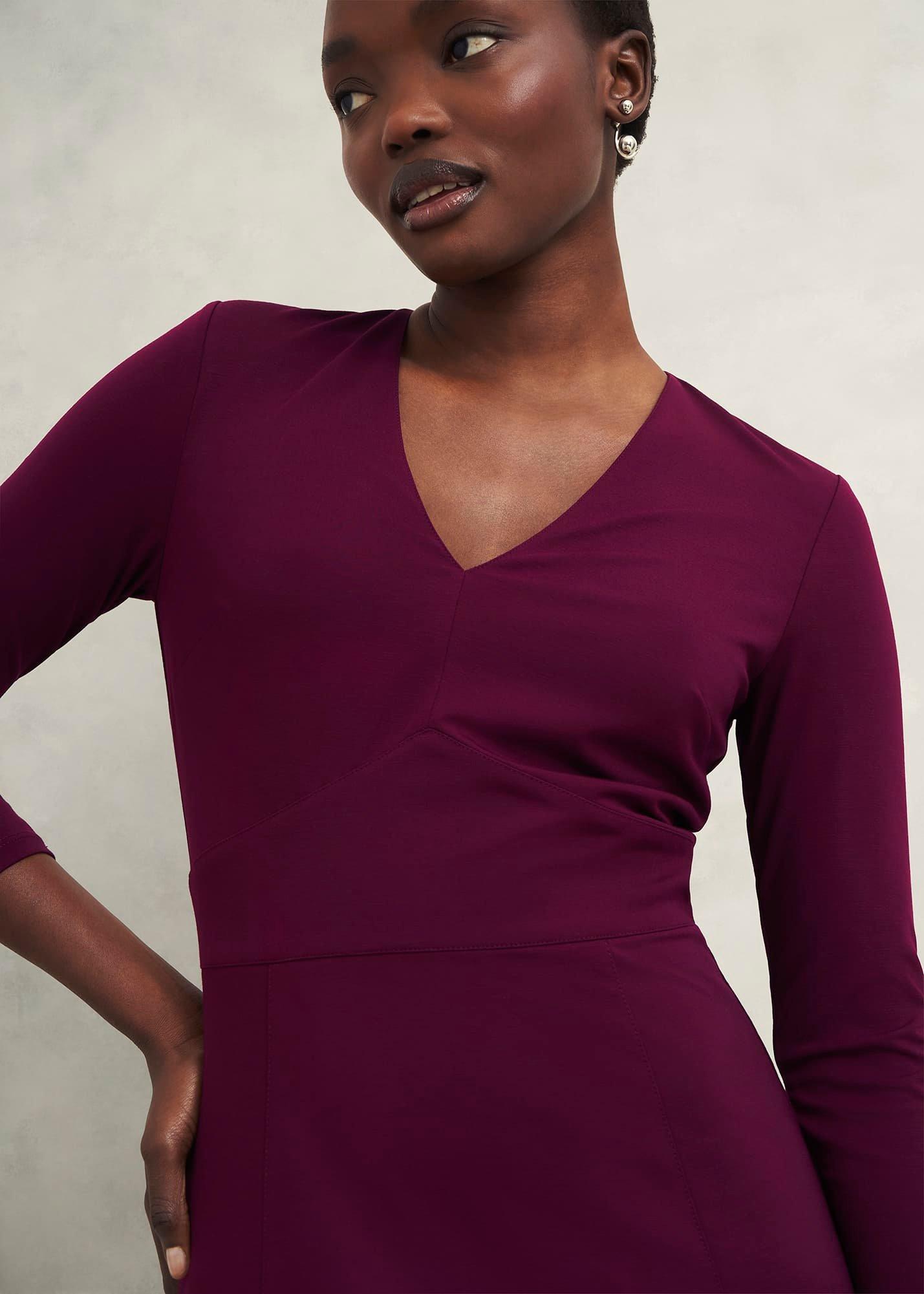 Mirabel Ponte Dress, Warm Plum, hi-res