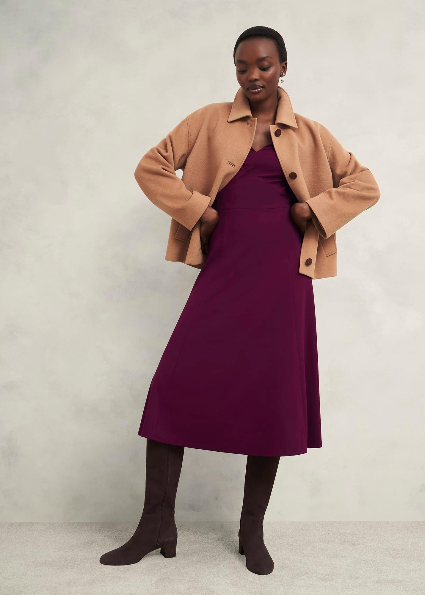Mirabel Ponte Dress, Warm Plum, hi-res