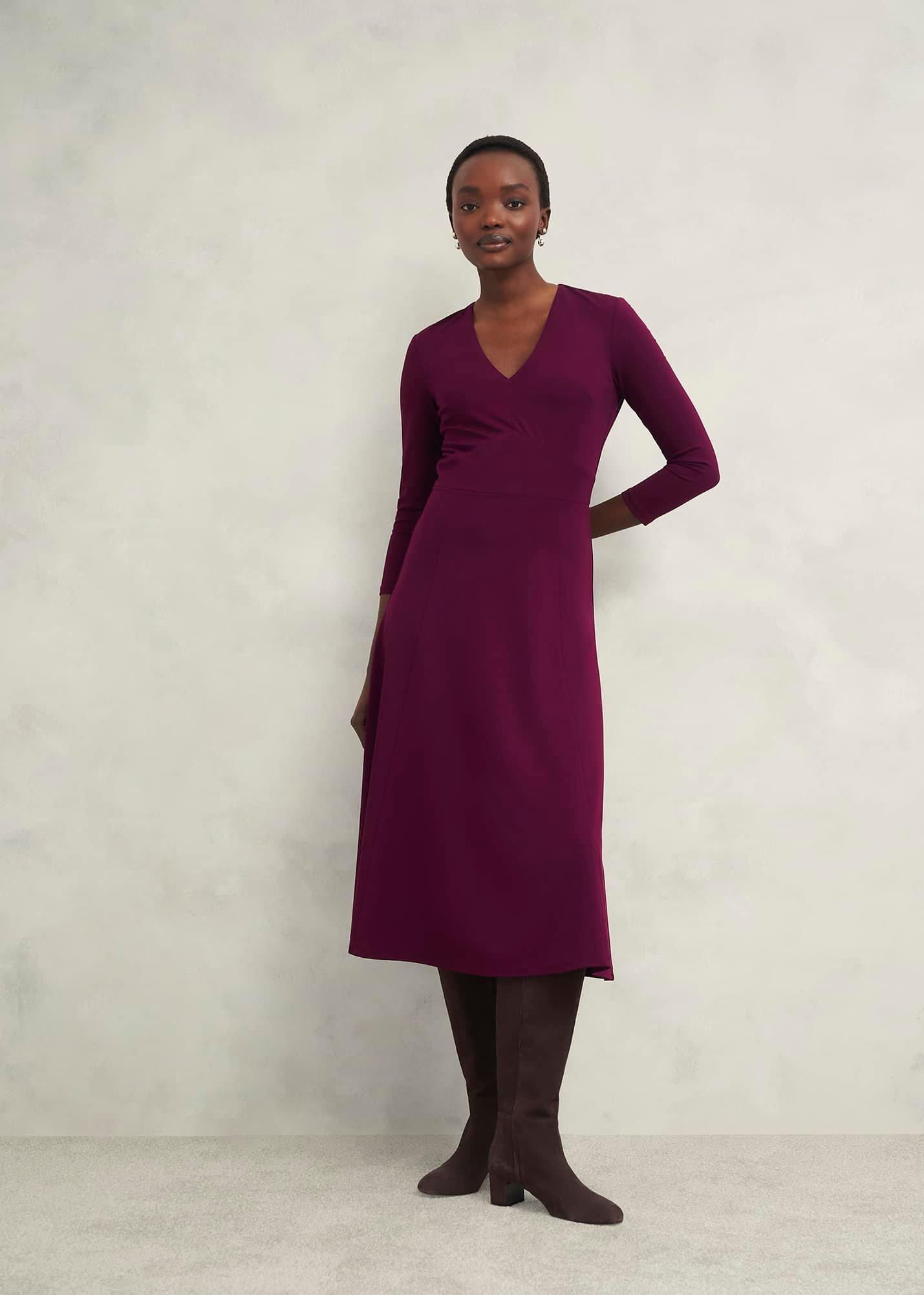 Petite Mirabel Ponte Dress, Warm Plum, hi-res