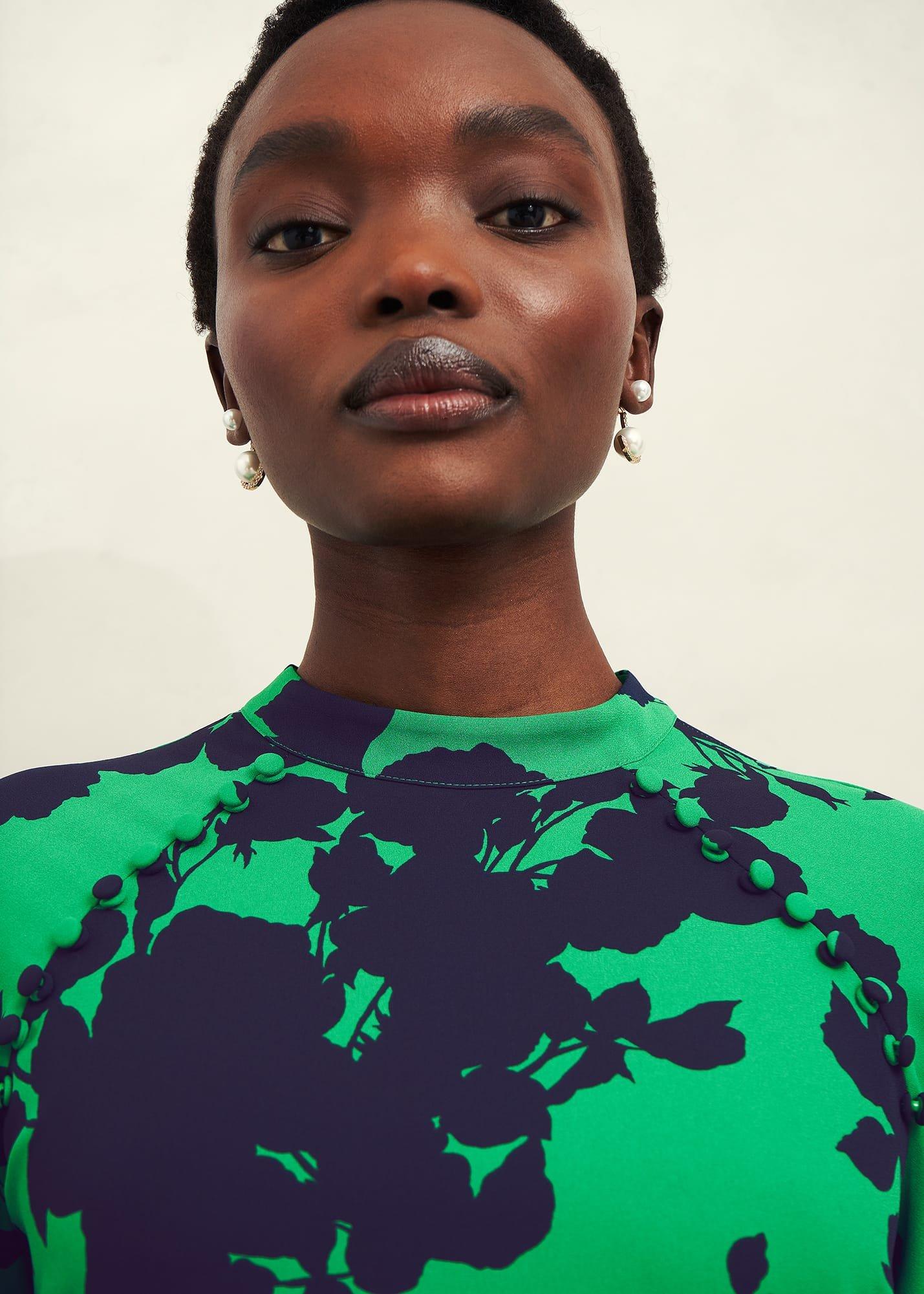 Georgia Dress, Green Navy, hi-res