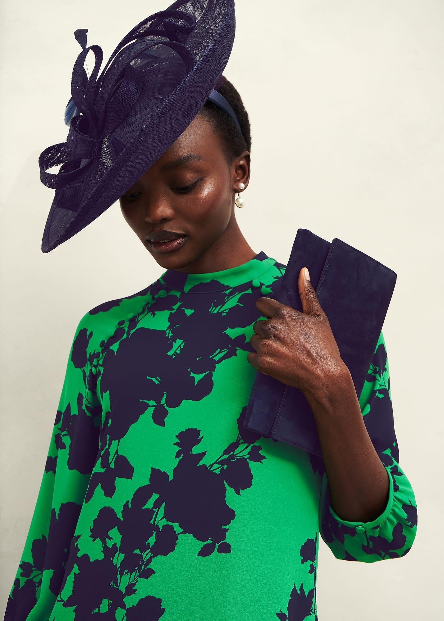 Georgia Dress, Green Navy, hi-res