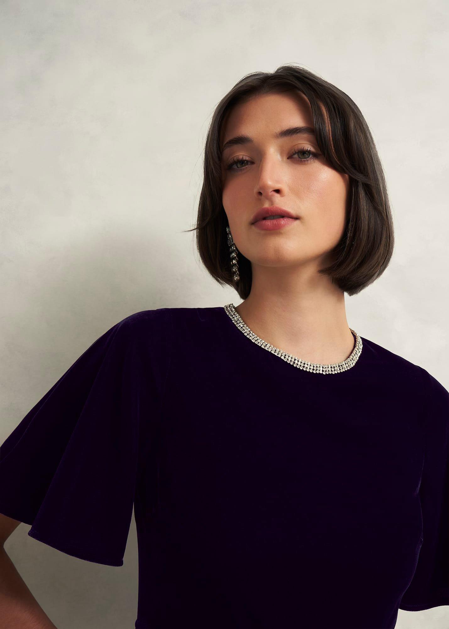 Catalina Velvet Dress, Midnight Navy, hi-res