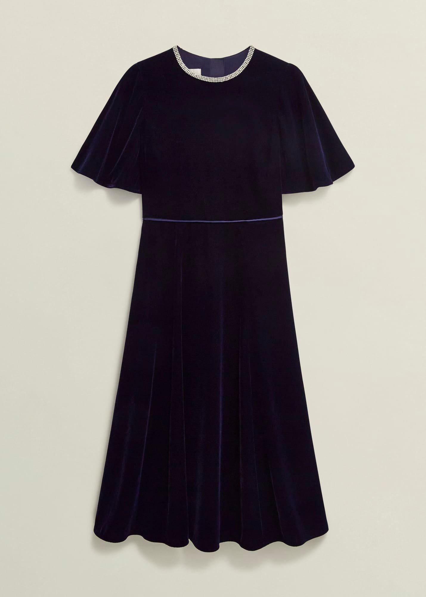 Petite Catalina Velvet Dress, Midnight Navy, hi-res
