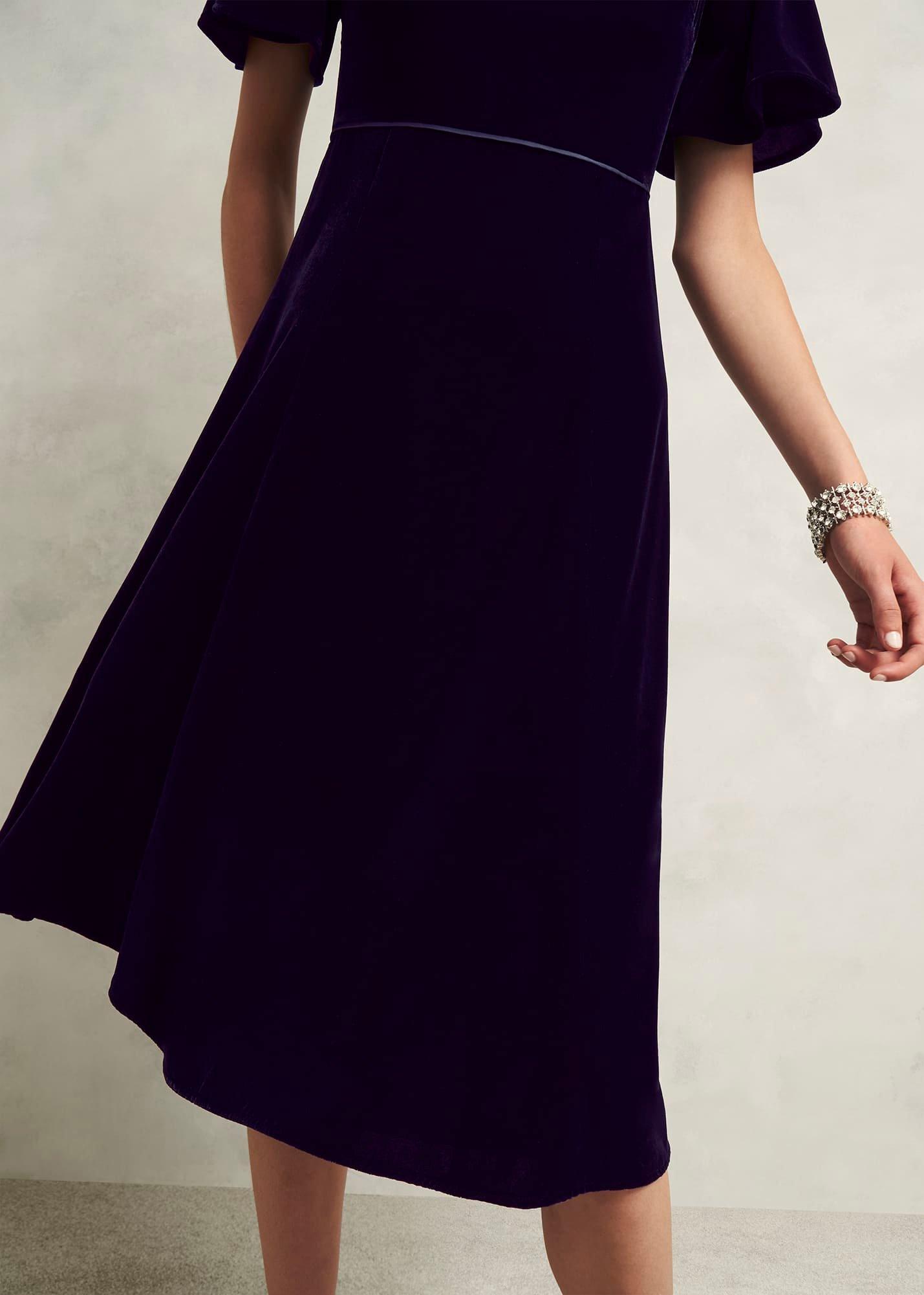 Petite Catalina Velvet Dress, Midnight Navy, hi-res