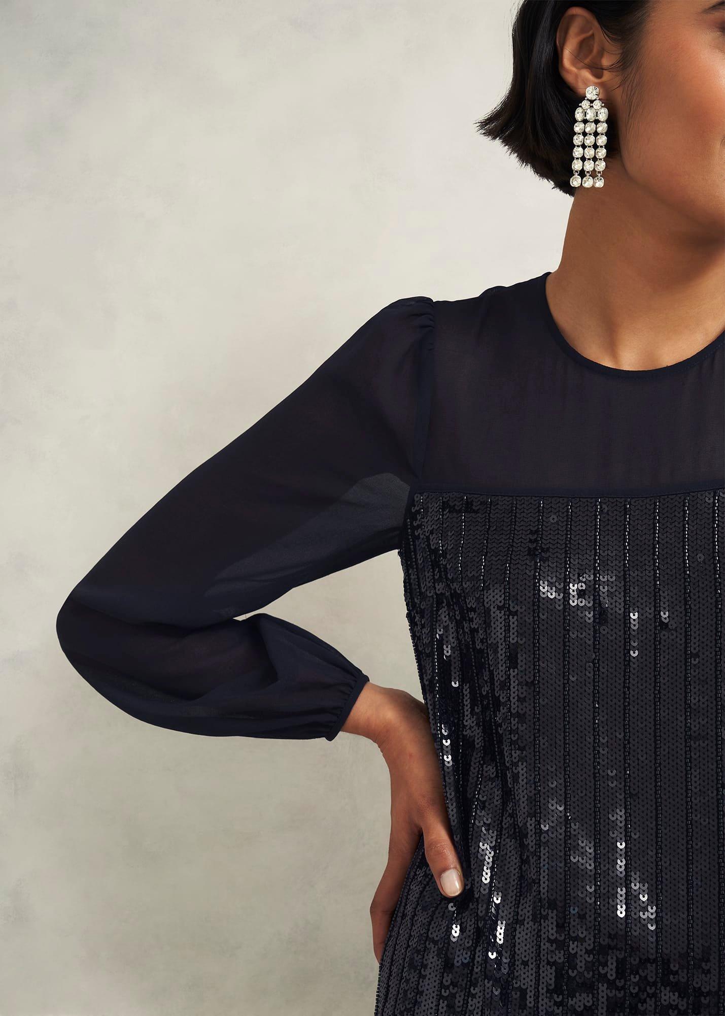 Zariah Sequin Dress, Hobbs Black, hi-res