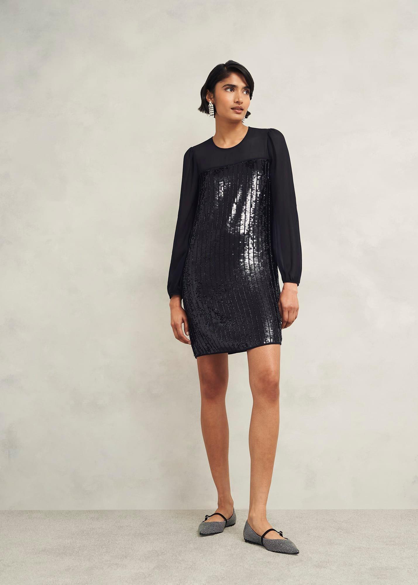 Zariah Sequin Dress, Hobbs Black, hi-res