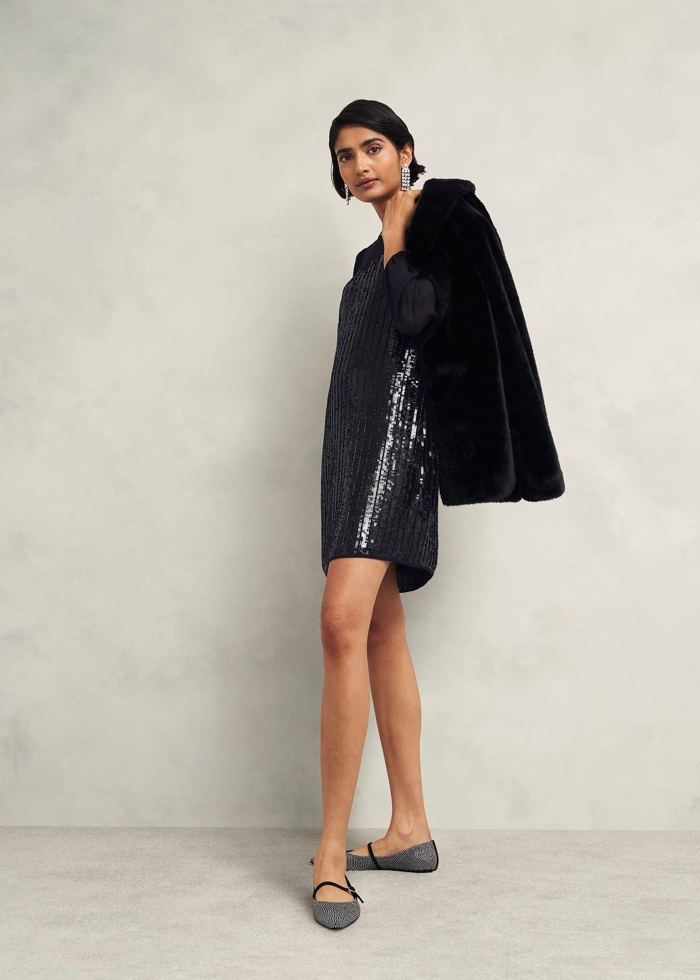 Zariah Sequin Dress, Hobbs Black, hi-res