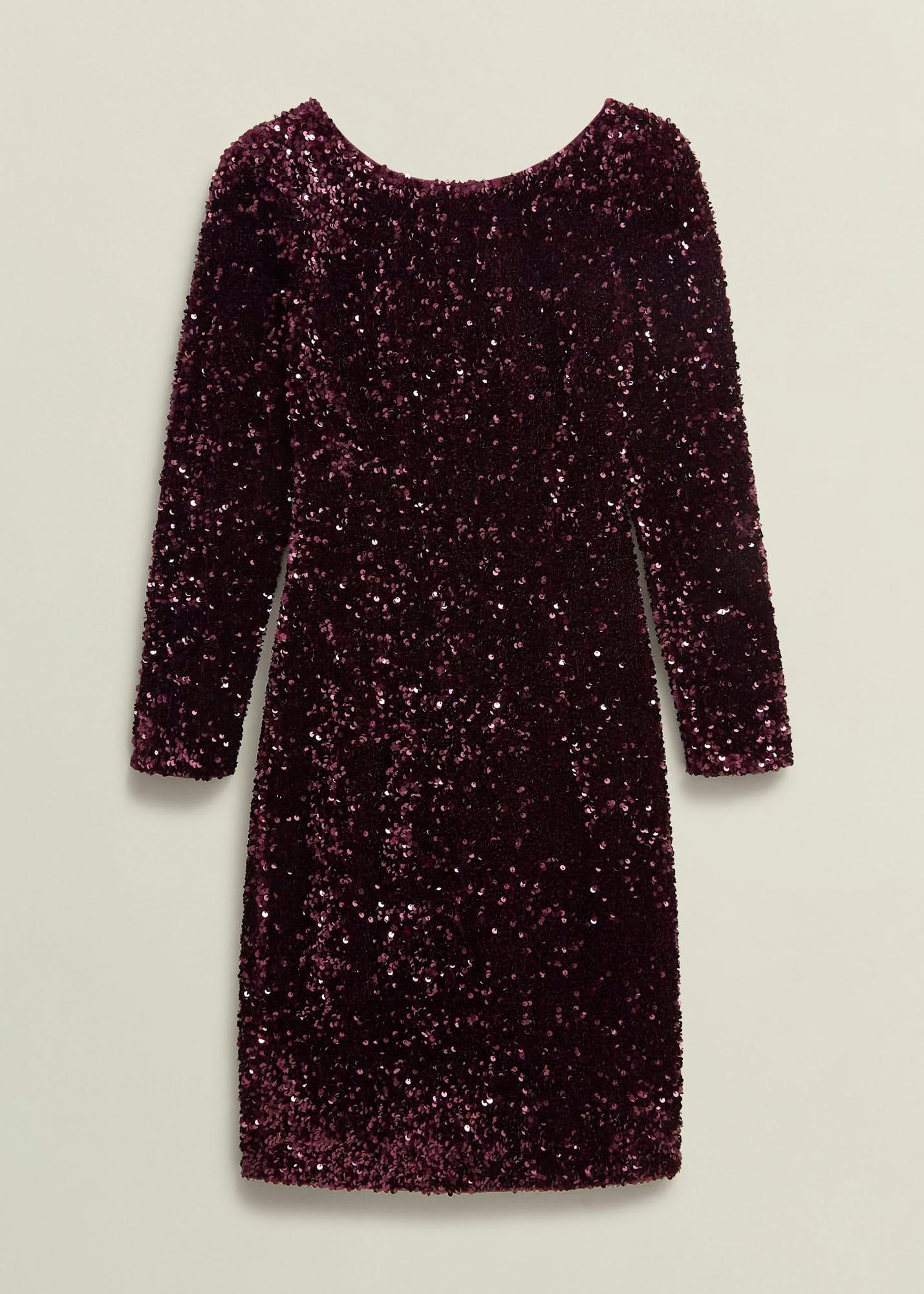 Sawyer Sequin Dress, Warm Plum, hi-res