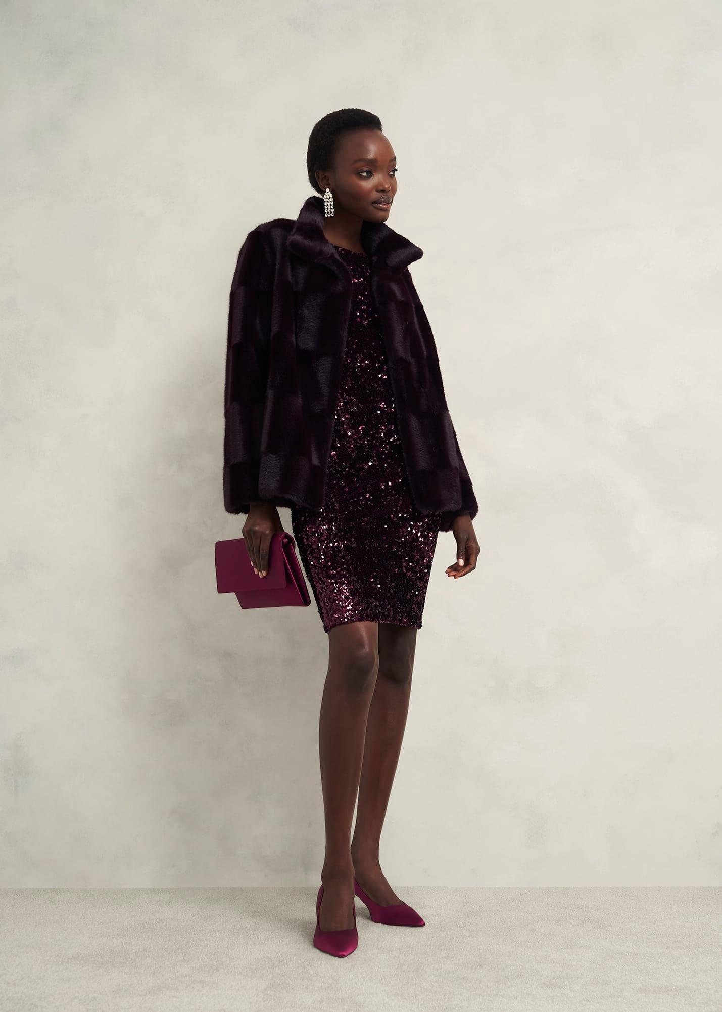 Sawyer Sequin Dress, Warm Plum, hi-res