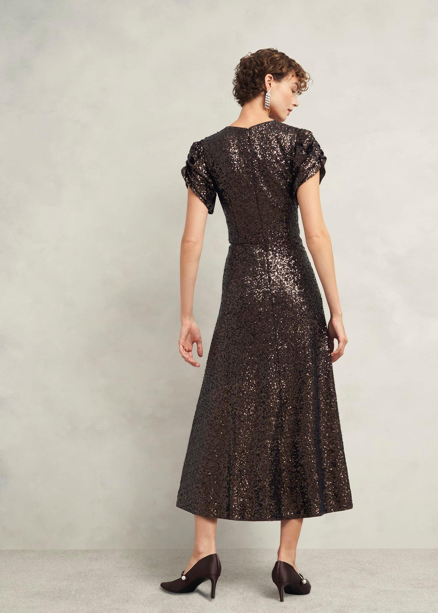 Eltham Sequin Dress, Deep Brown, hi-res