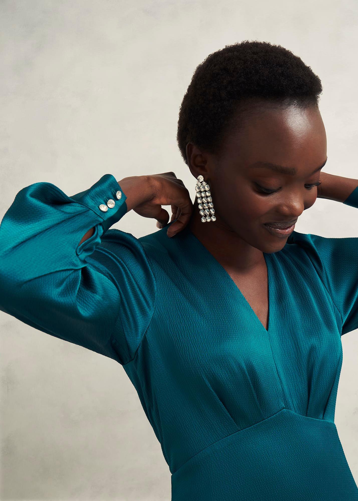 Anais Satin Midi Dress, Kyanite Blue, hi-res