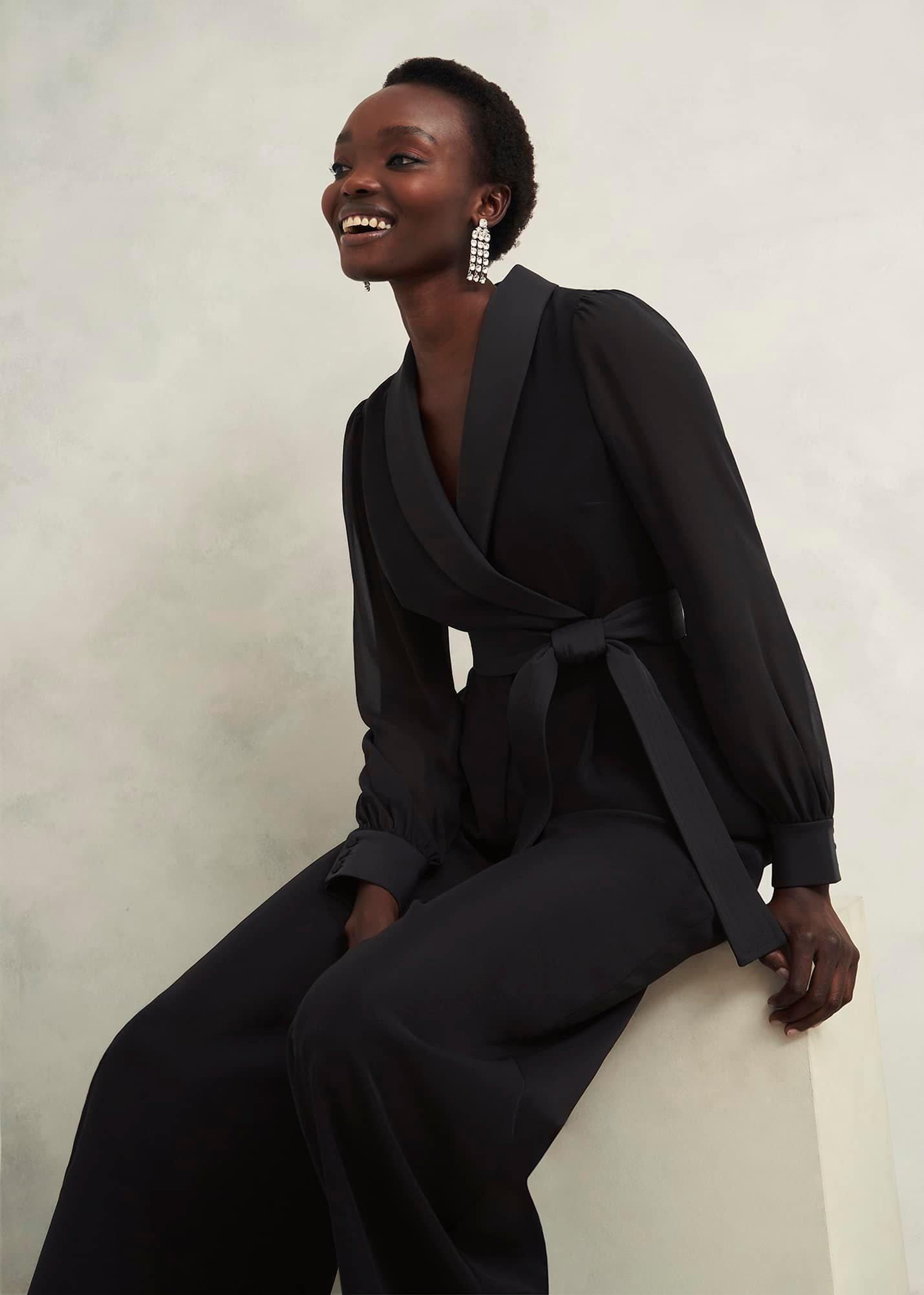 Maia Sleeved Jumpsuit, Hobbs Black, hi-res