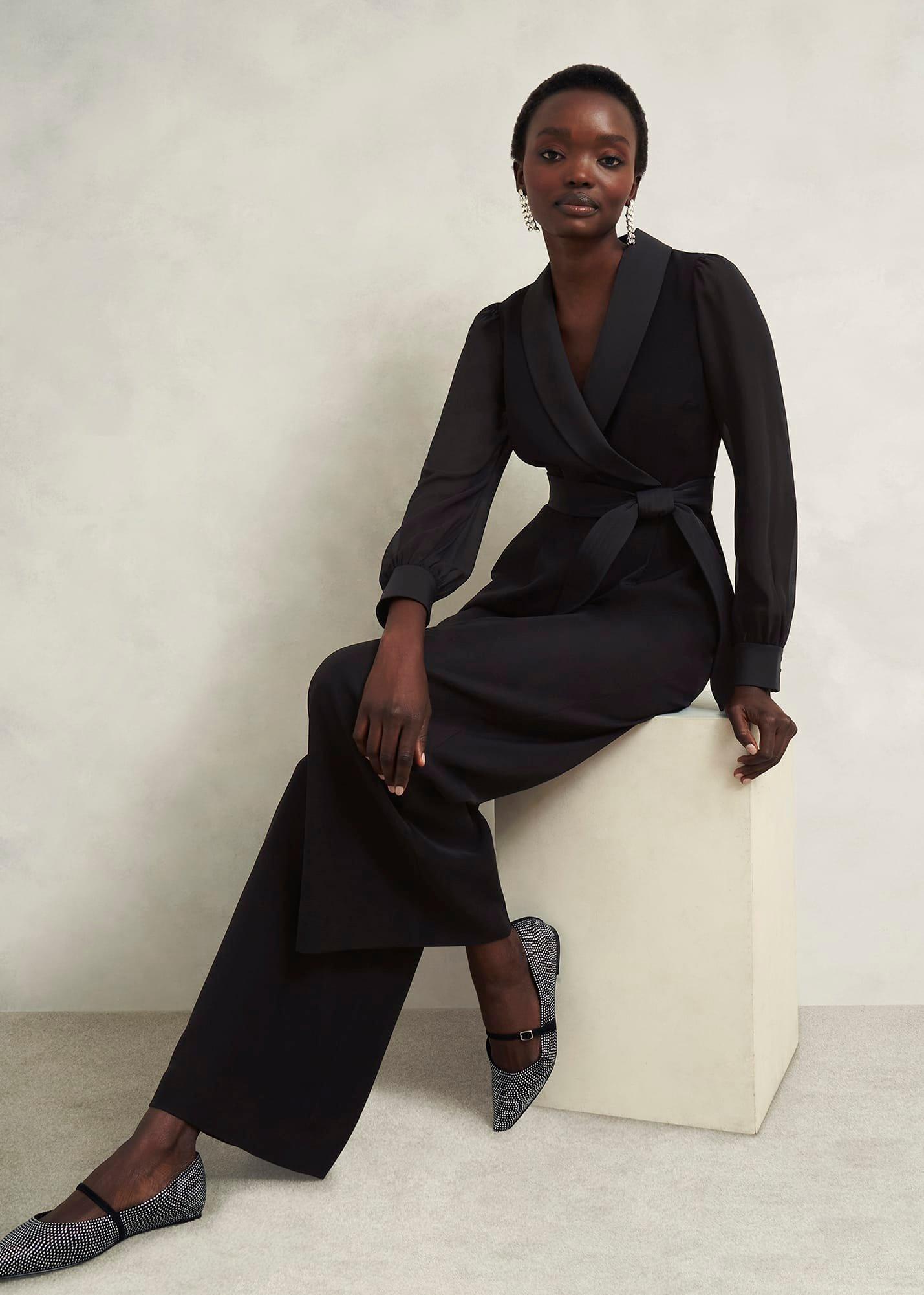 Maia Sleeved Jumpsuit, Hobbs Black, hi-res