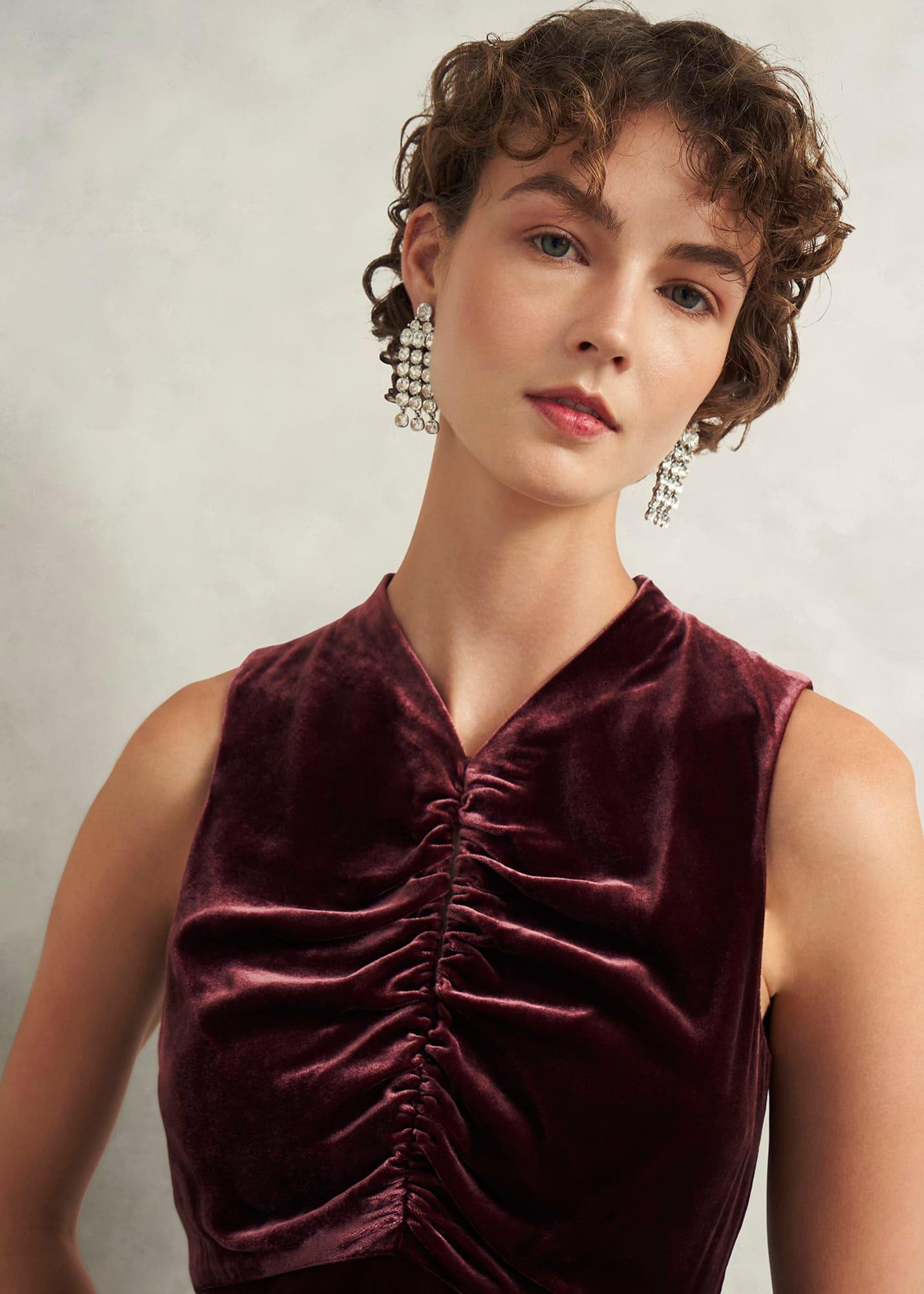 Isleworth Velvet Dress With Silk, Cocoa Brown, hi-res