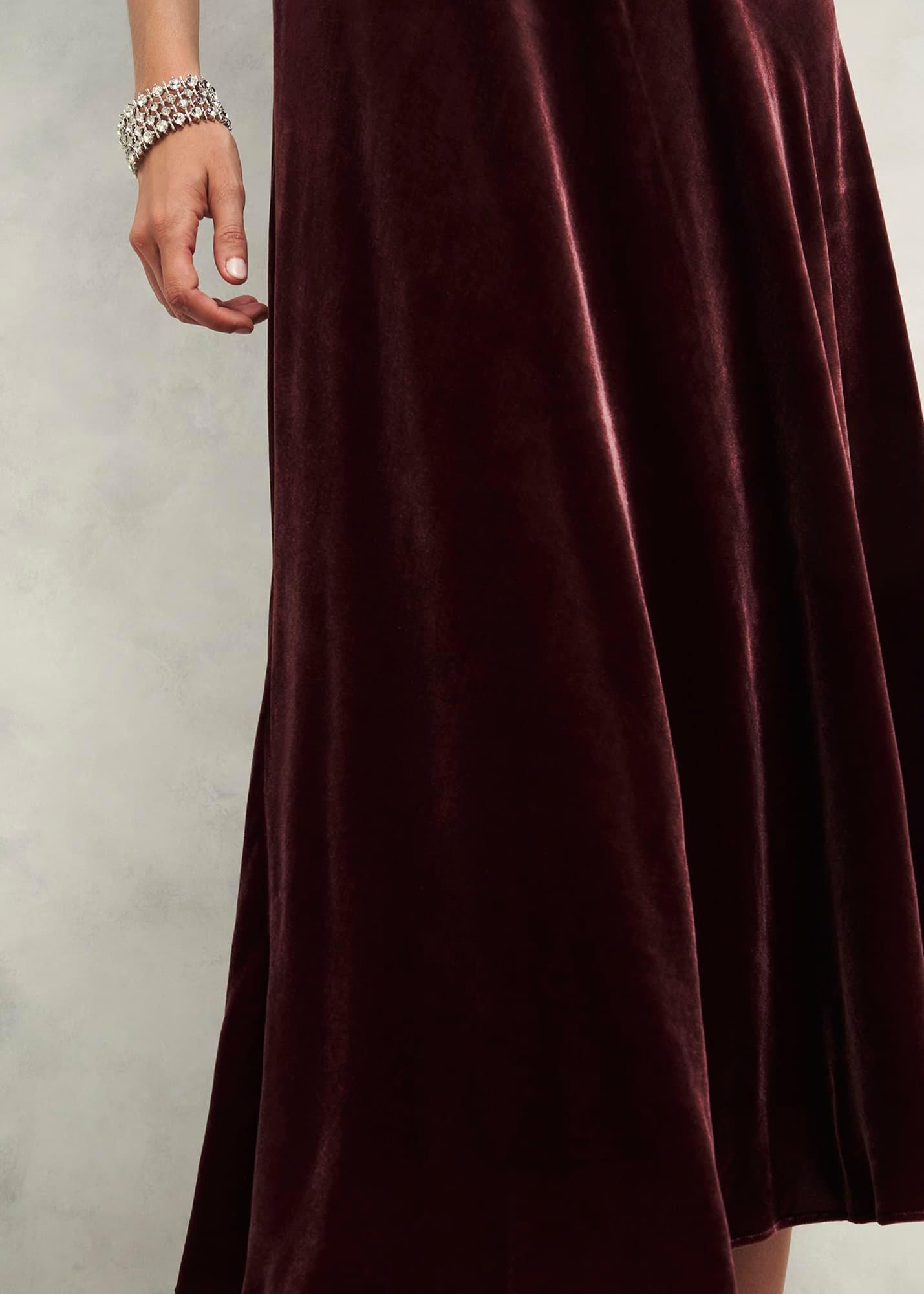 Isleworth Velvet Dress With Silk, Cocoa Brown, hi-res