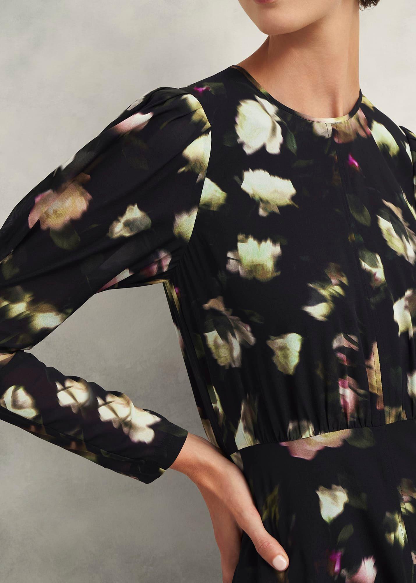 Windermere Silk Dress, Black Multi, hi-res