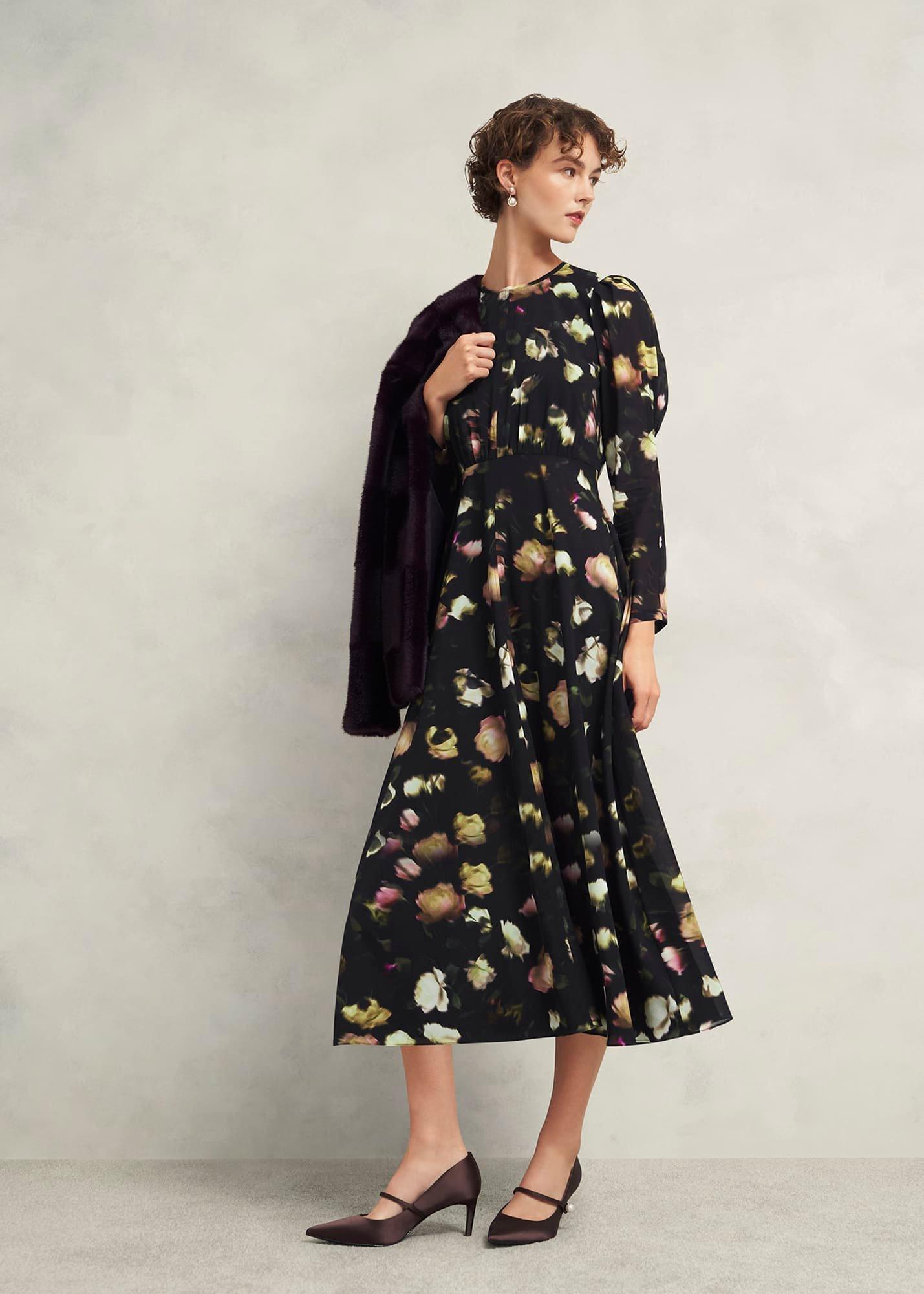 Windermere Silk Dress, Black Multi, hi-res