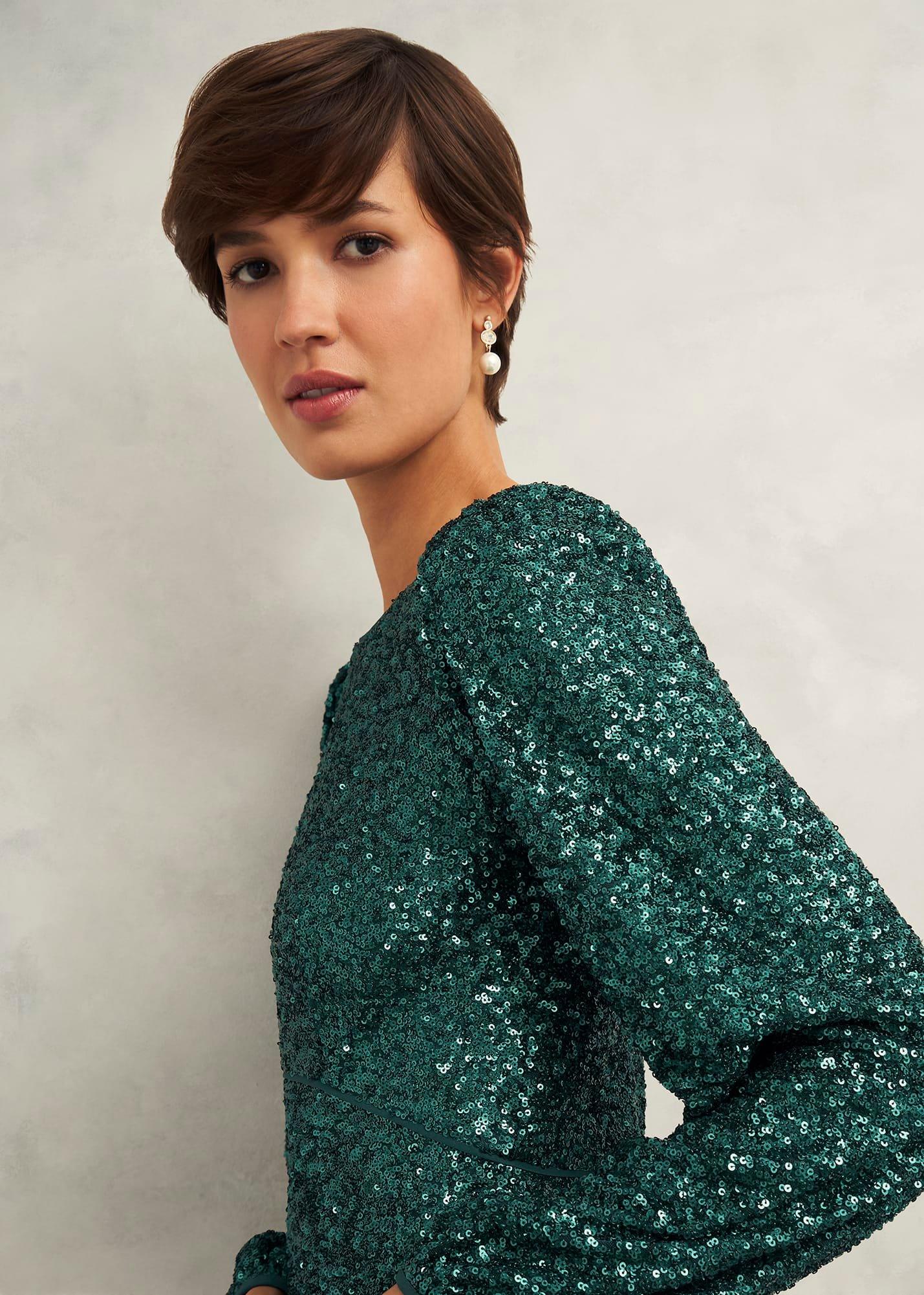 Cianna Sequin Dress, Evergreen, hi-res