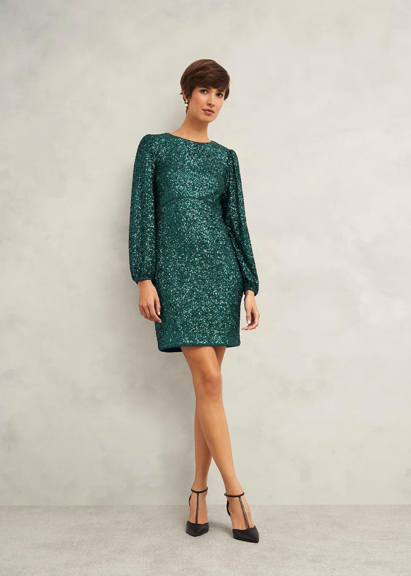 Cianna Sequin Dress, Evergreen, hi-res