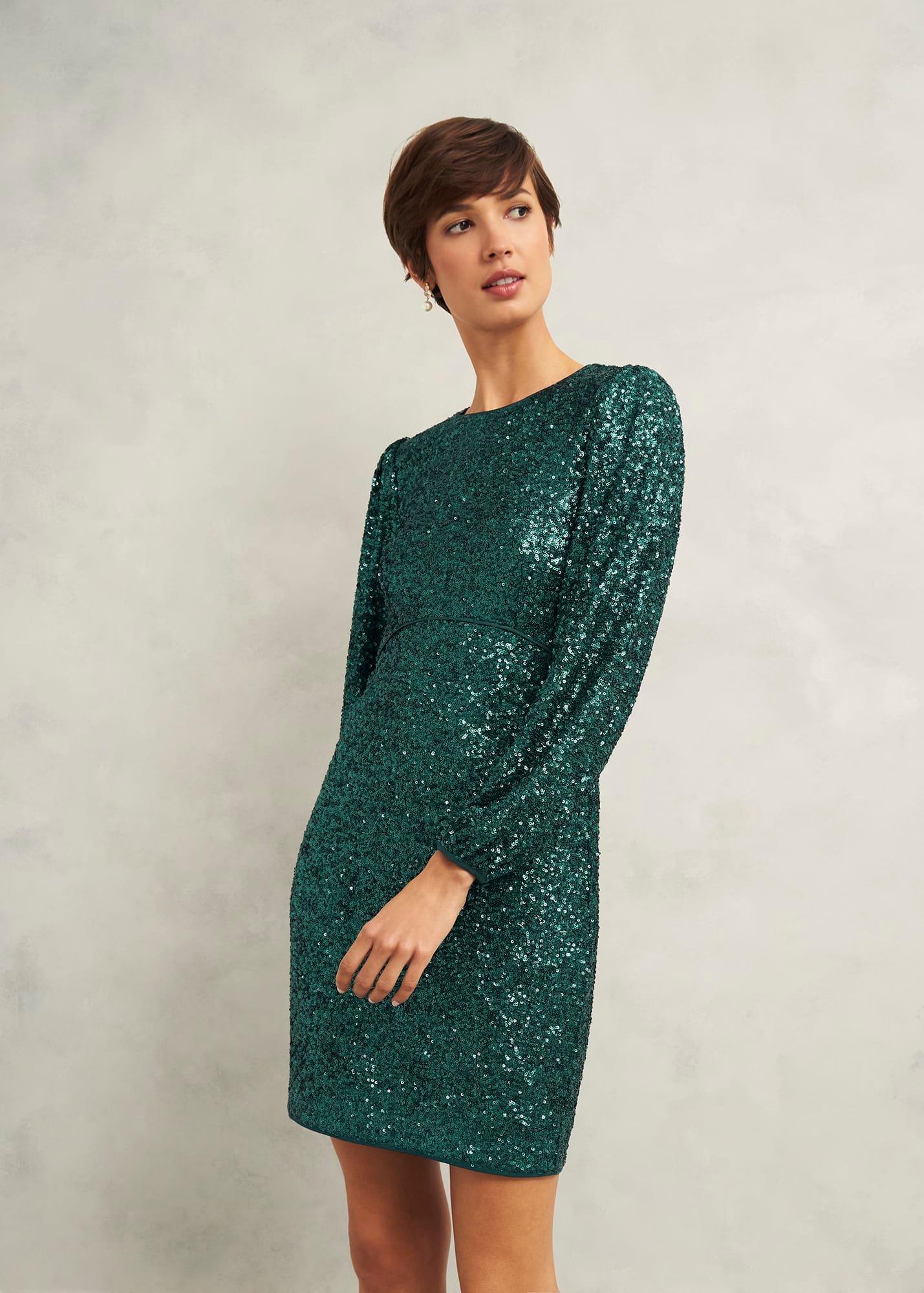 Cianna Sequin Dress, Evergreen, hi-res