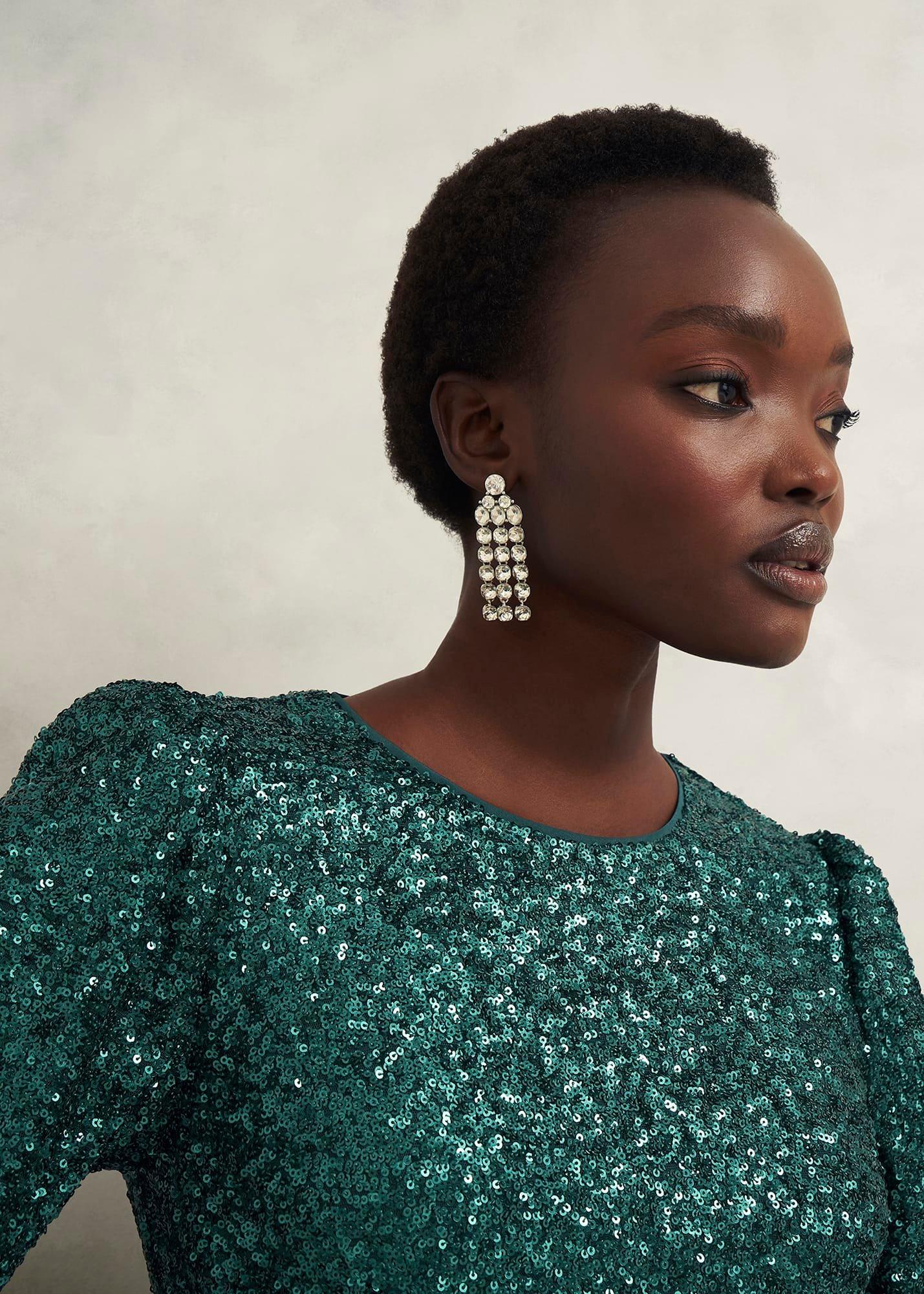 Cianna Sequin Dress, Evergreen, hi-res