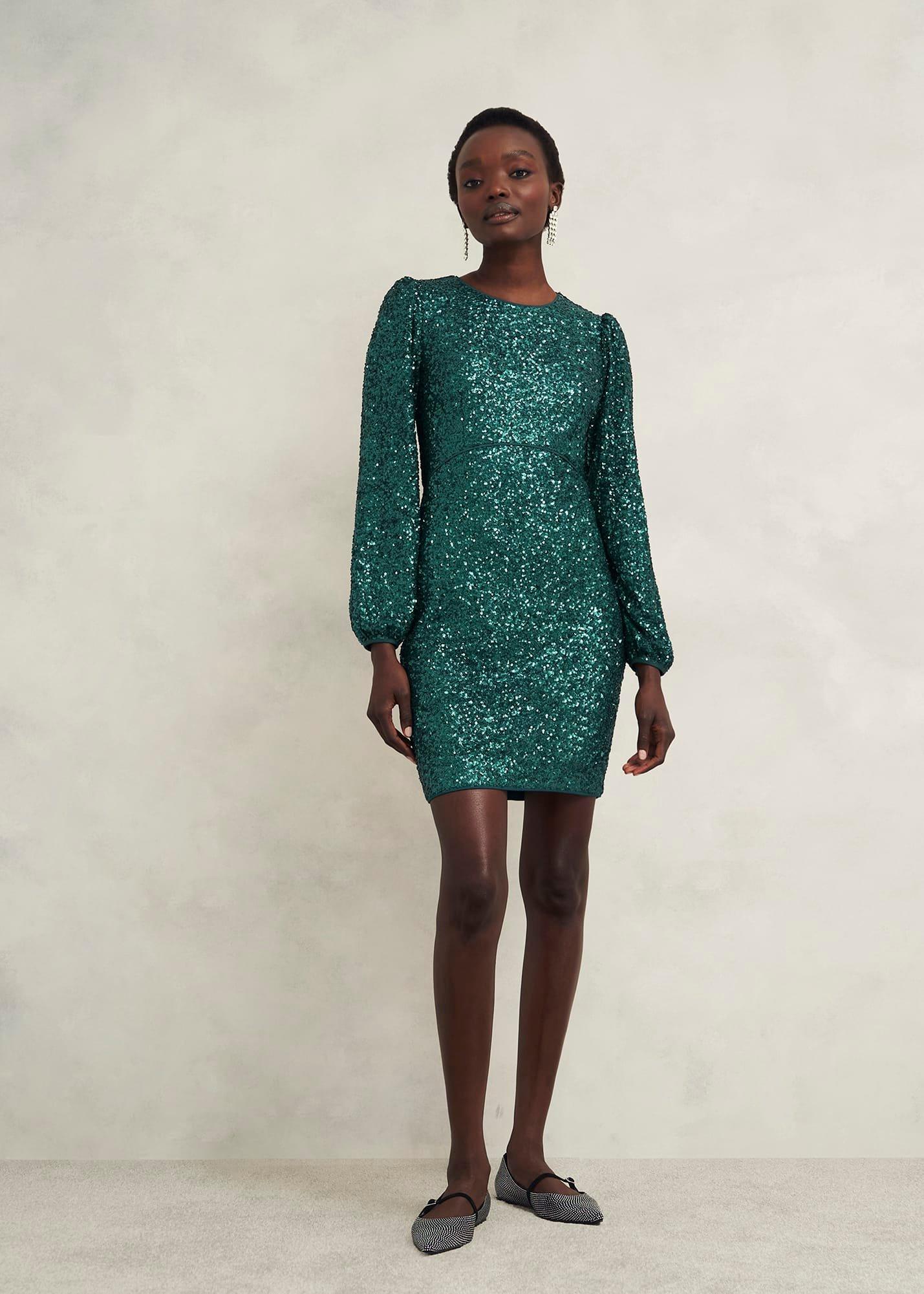 Cianna Sequin Dress, Evergreen, hi-res