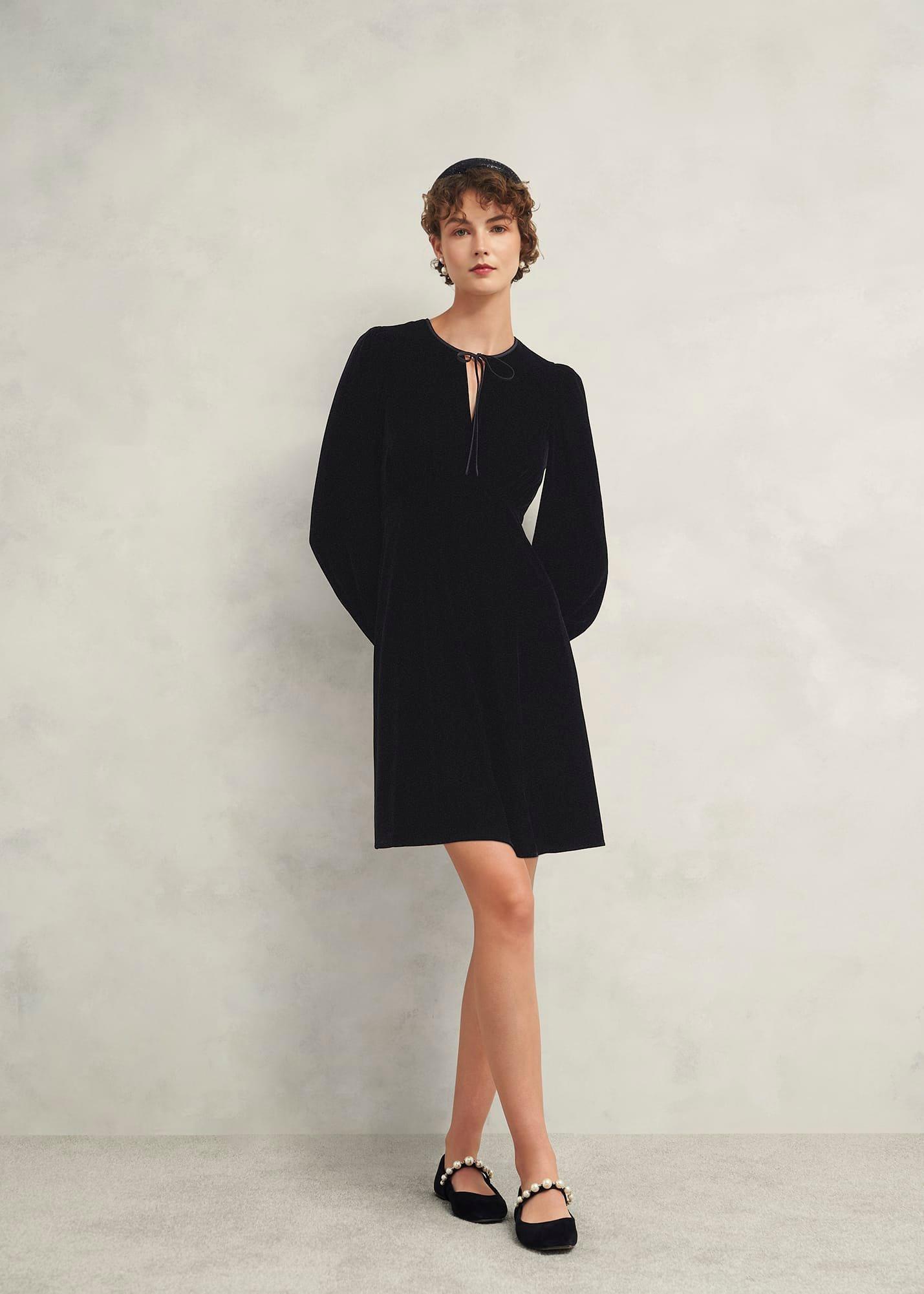 Osterly Velvet Dress, Black, hi-res