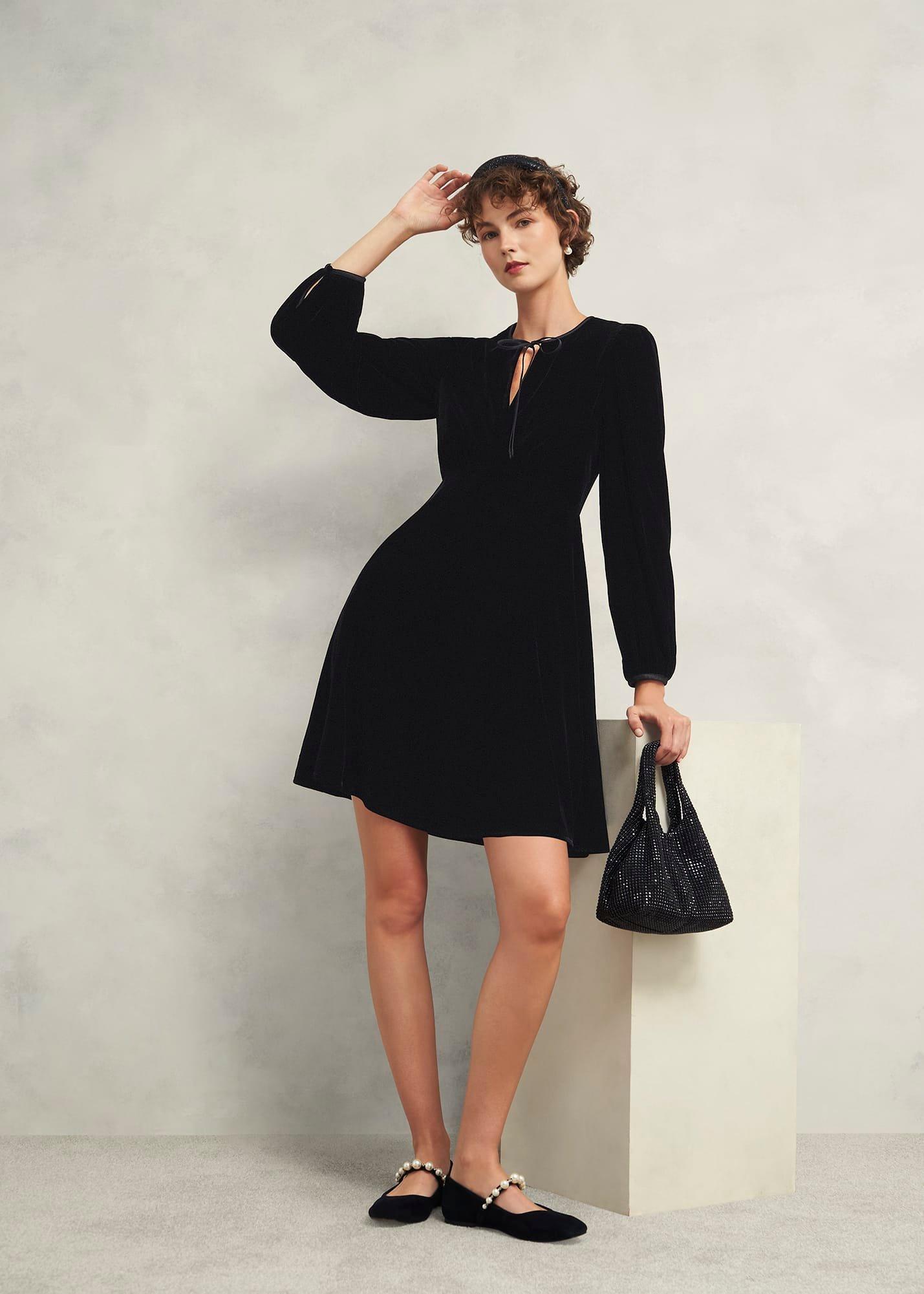 Osterly Velvet Dress, Black, hi-res