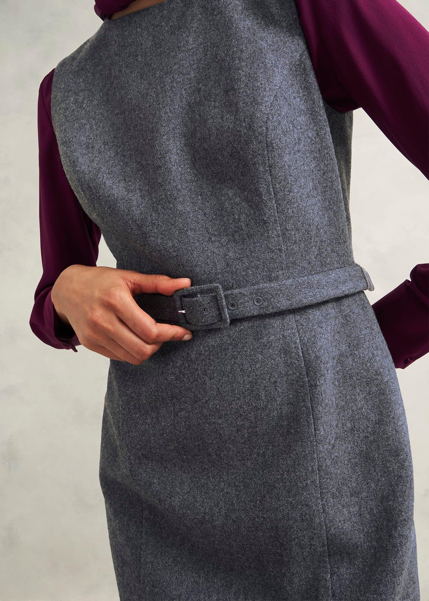 Elsie Wool Blend Dress, Grey, hi-res