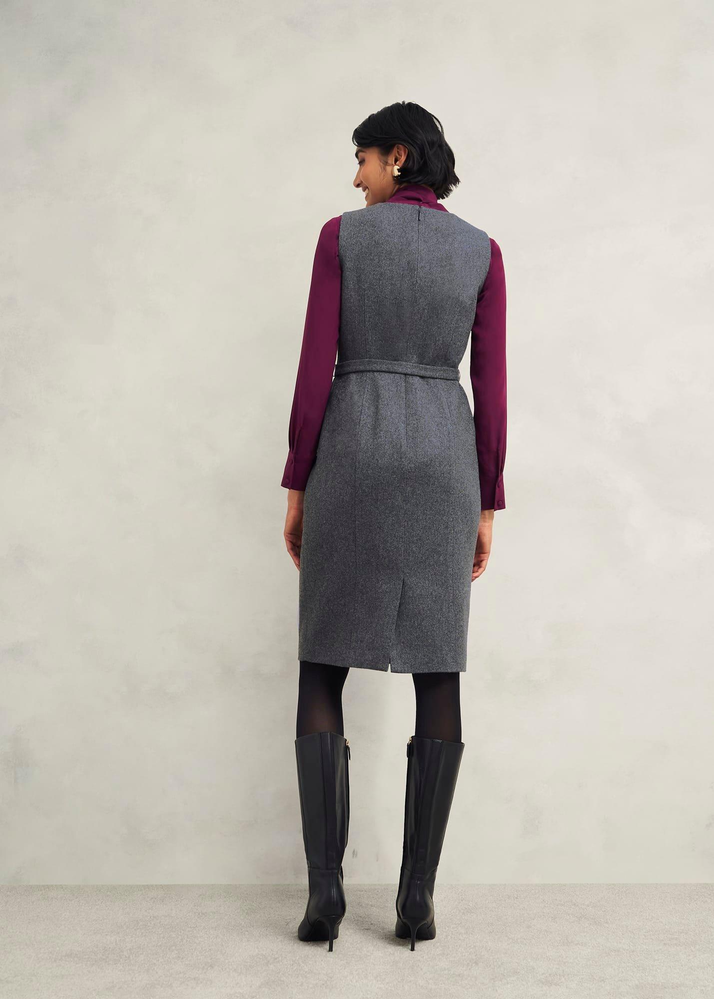 Elsie Wool Blend Dress, Grey, hi-res