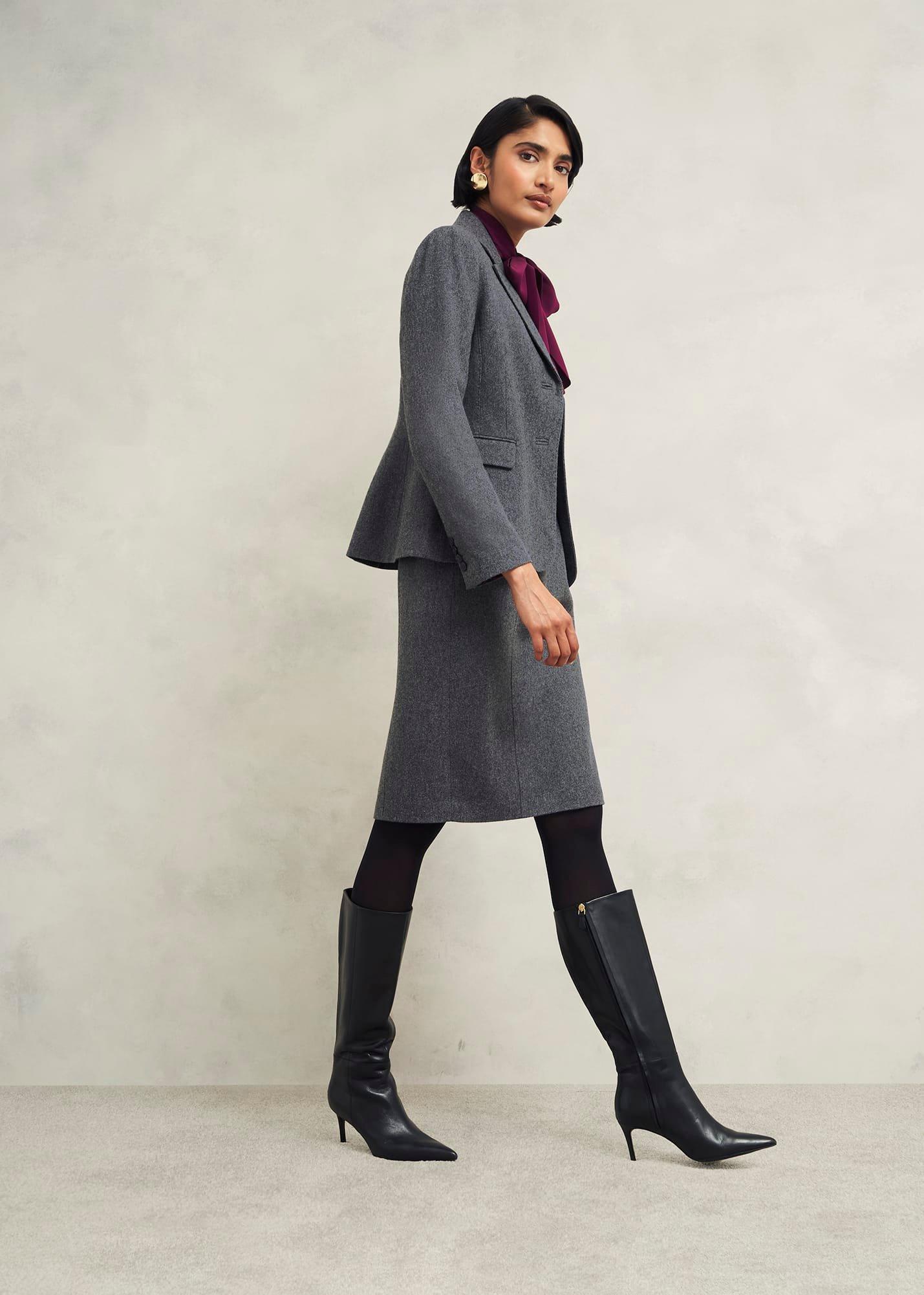 Elsie Wool Blend Dress, Grey, hi-res