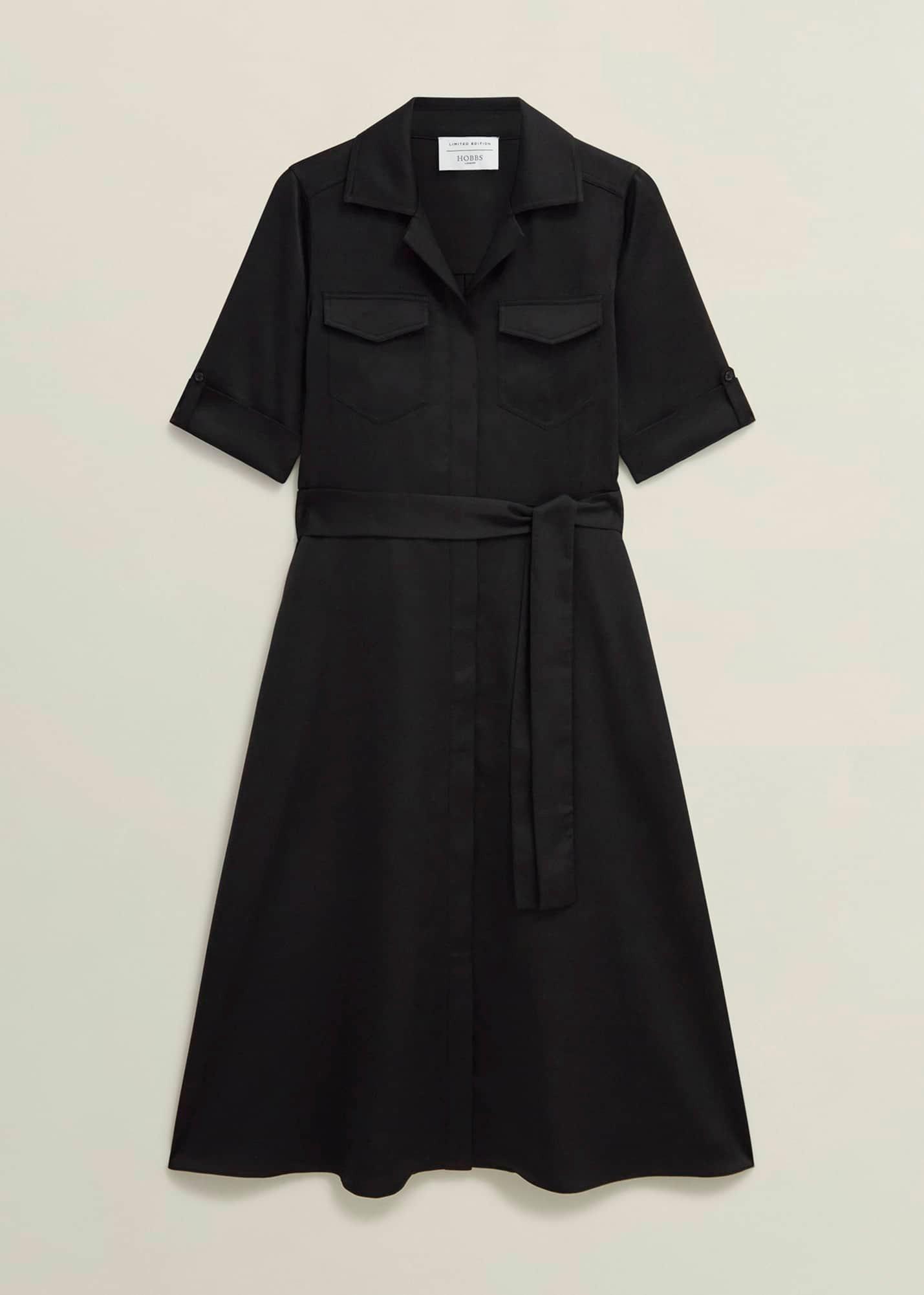 Towneley Satin Dress, Black, hi-res