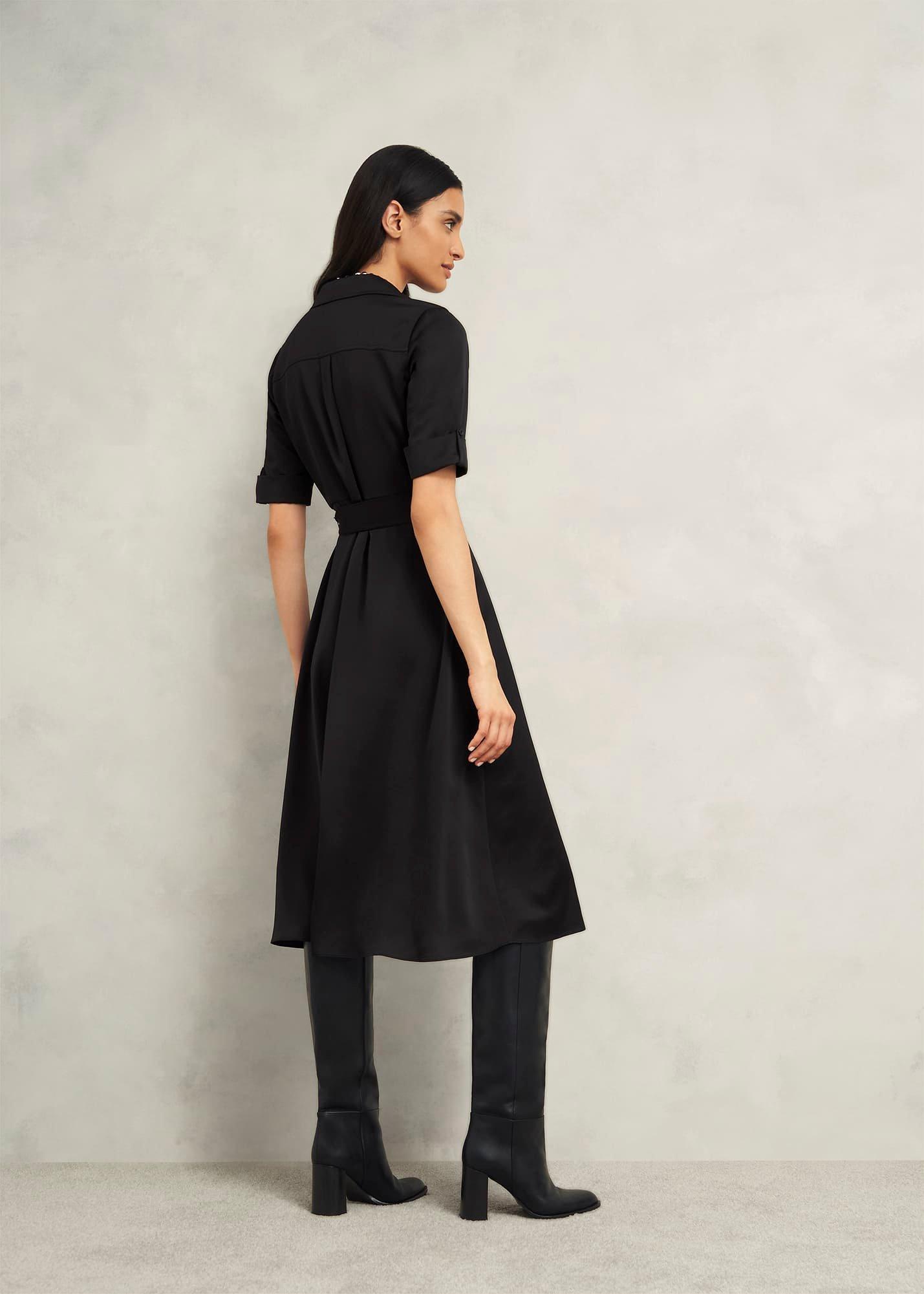 Towneley Satin Dress, Black, hi-res