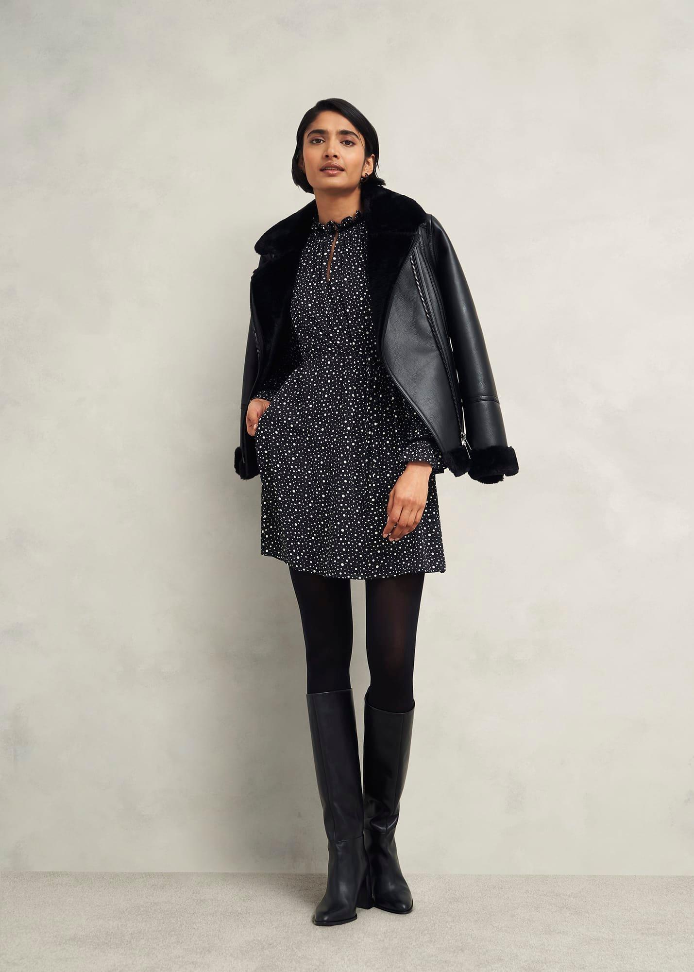 Otilla Dress, Black Ivory, hi-res