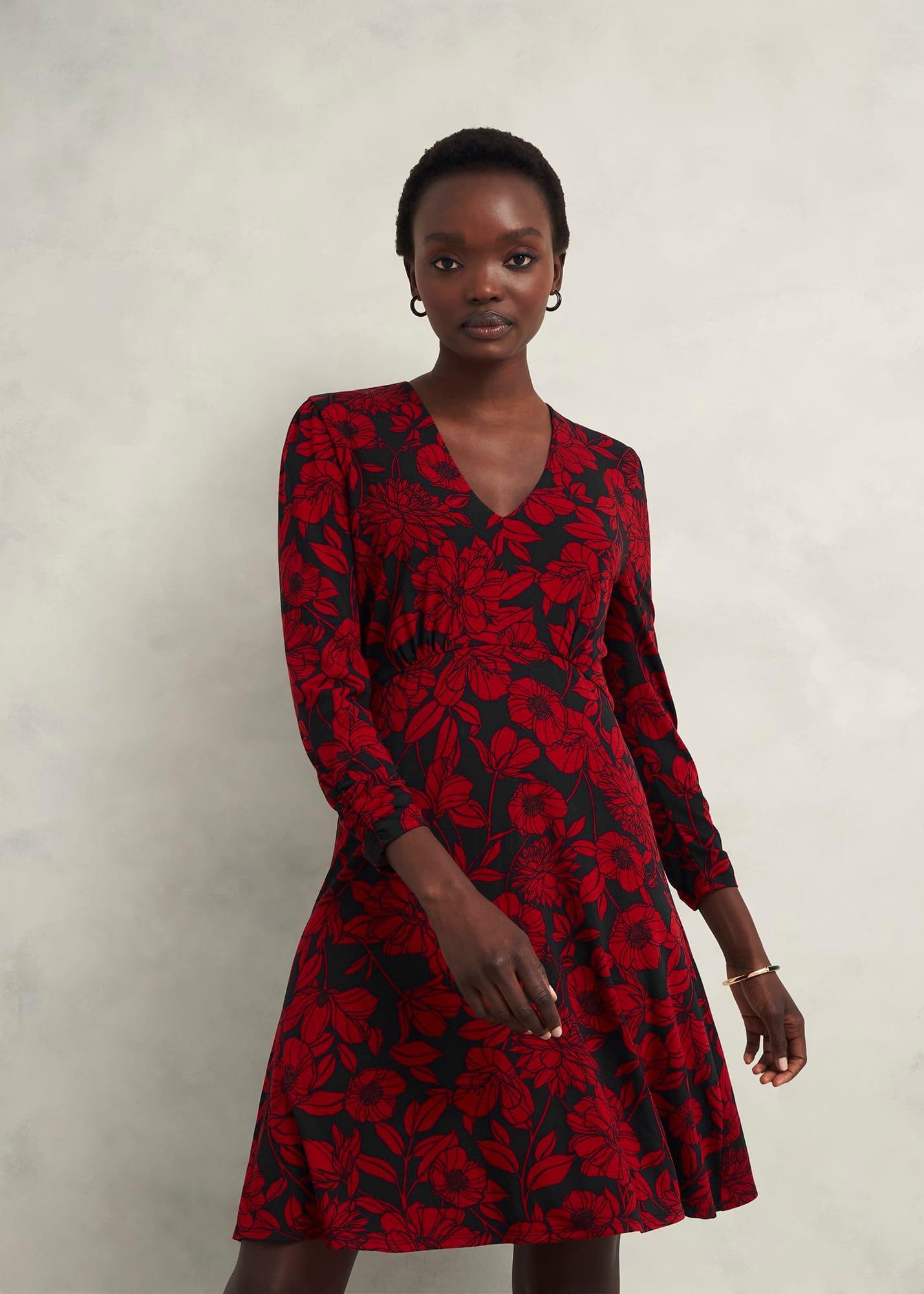 Julietta Jersey Dress, Black Red, hi-res