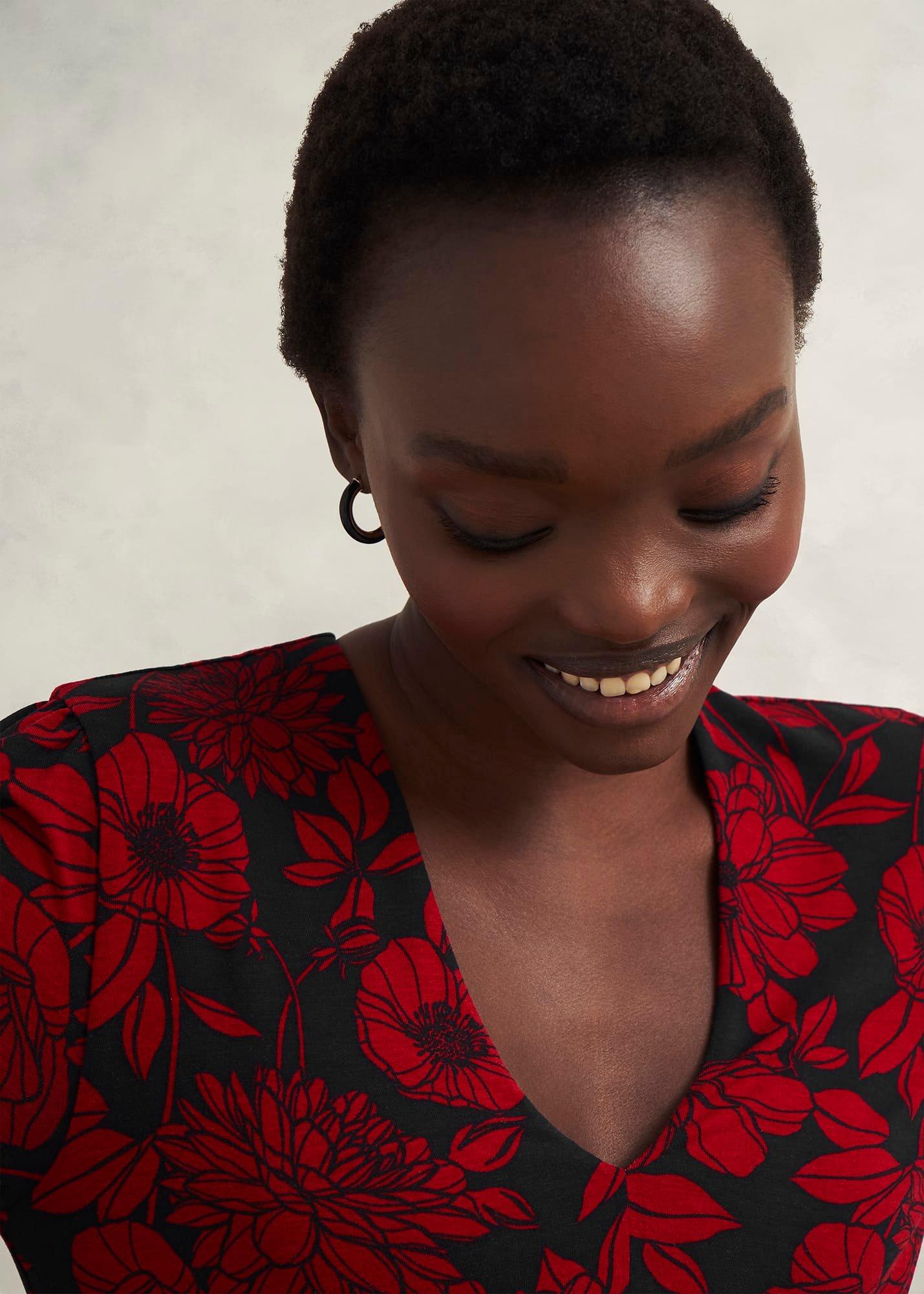 Julietta Jersey Dress, Black Red, hi-res