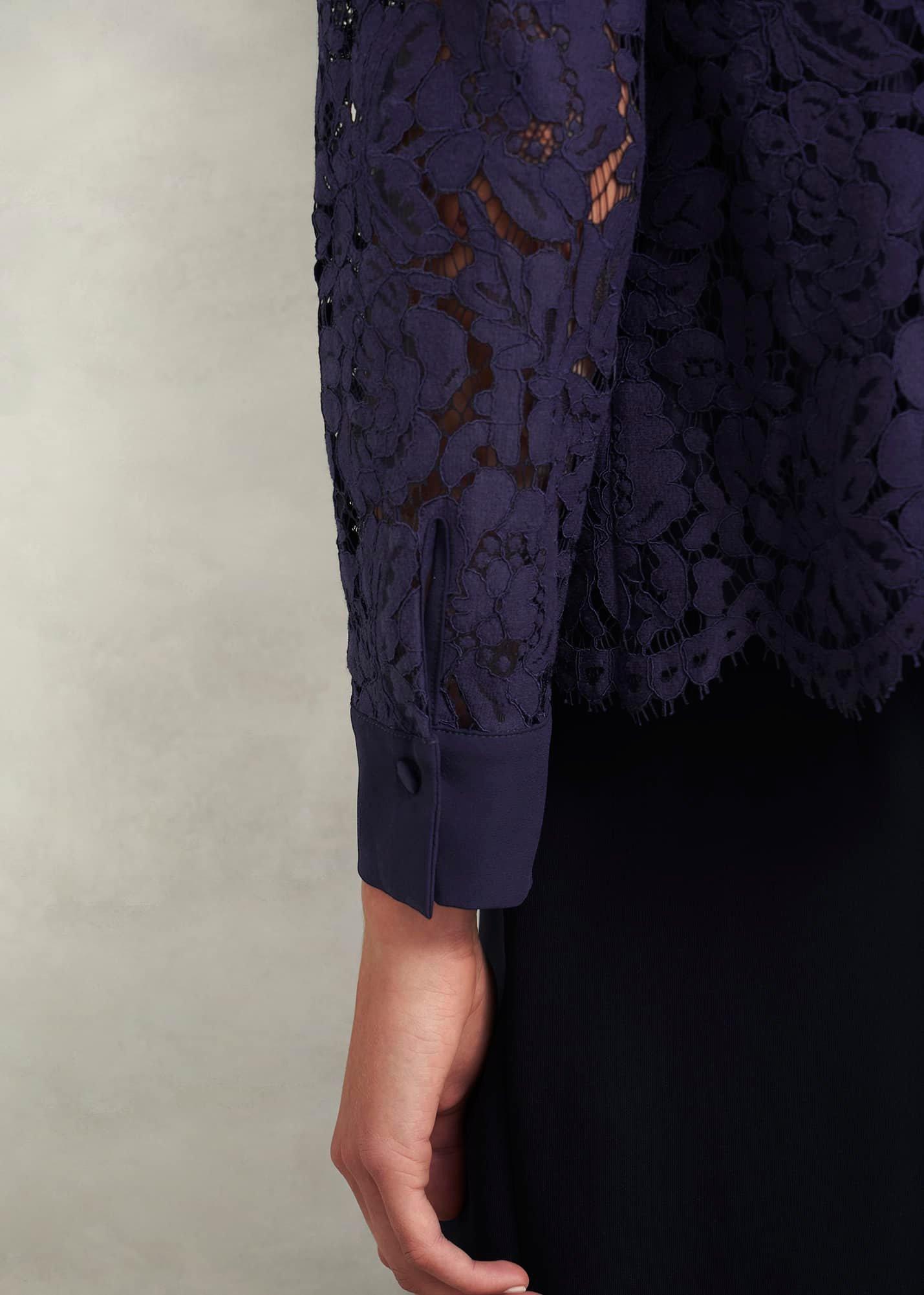 Claire Lace Shirt, Midnight Navy, hi-res