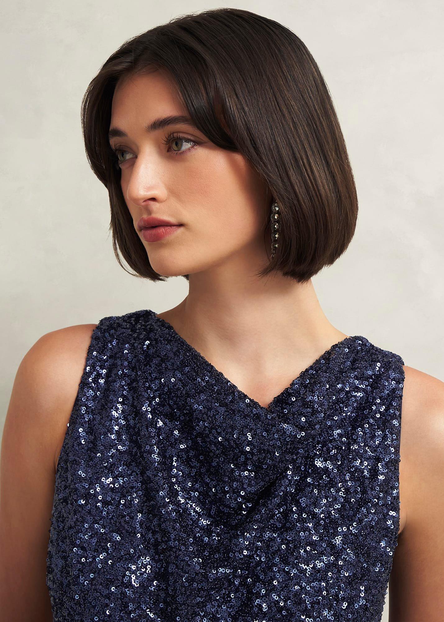 Zuri Sequin Jumpsuit, Midnight Navy, hi-res