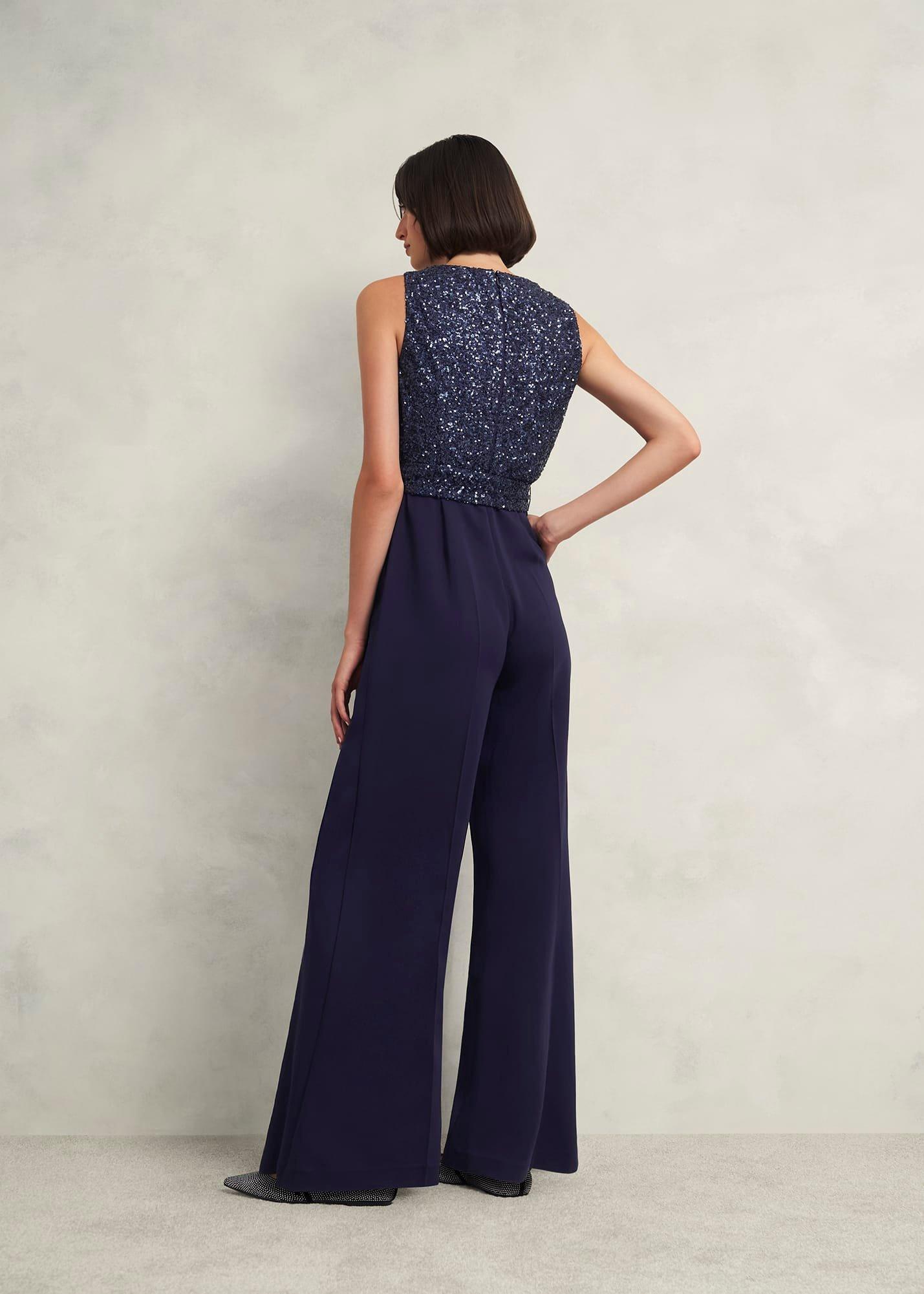 Zuri Sequin Jumpsuit, Midnight Navy, hi-res