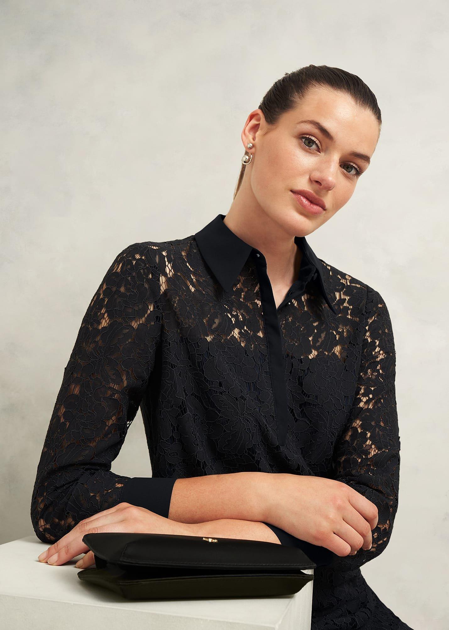 Marciella Lace Dress, Black, hi-res
