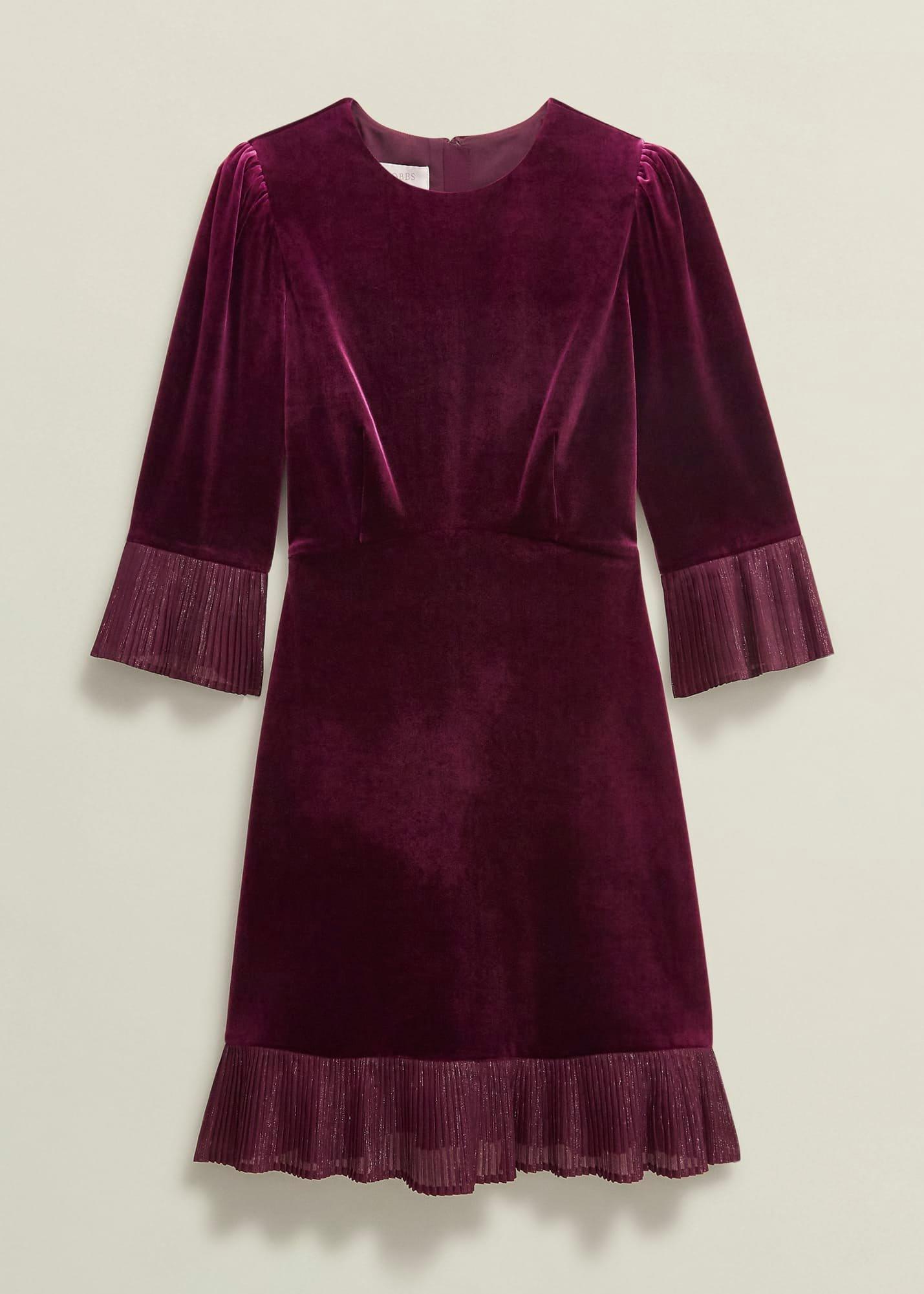 Ashley Velvet Dress, Warm Plum, hi-res