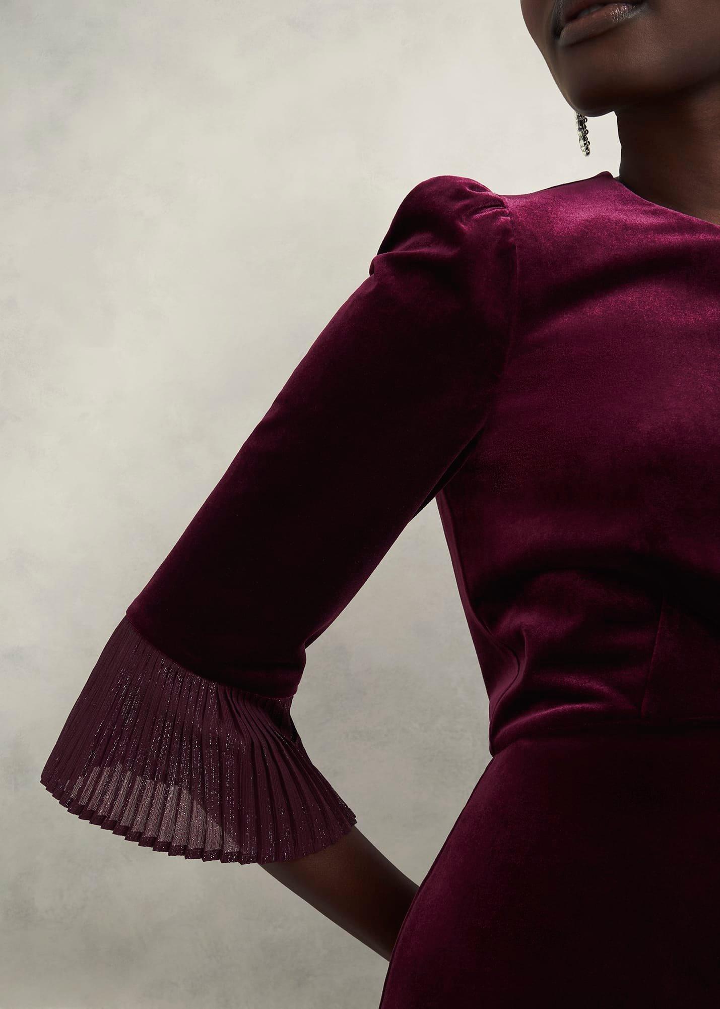 Ashley Velvet Dress, Warm Plum, hi-res