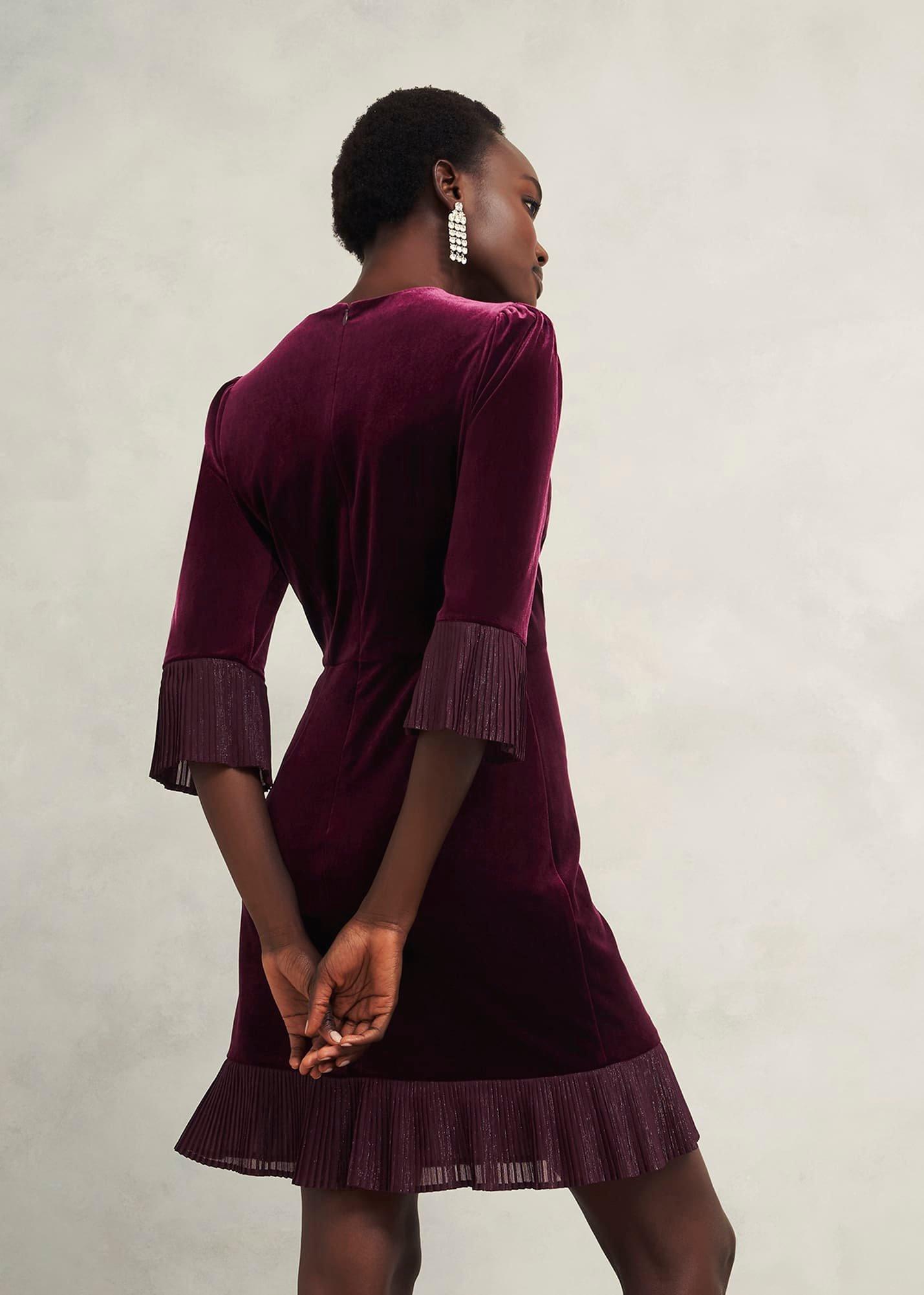 Ashley Velvet Dress, Warm Plum, hi-res