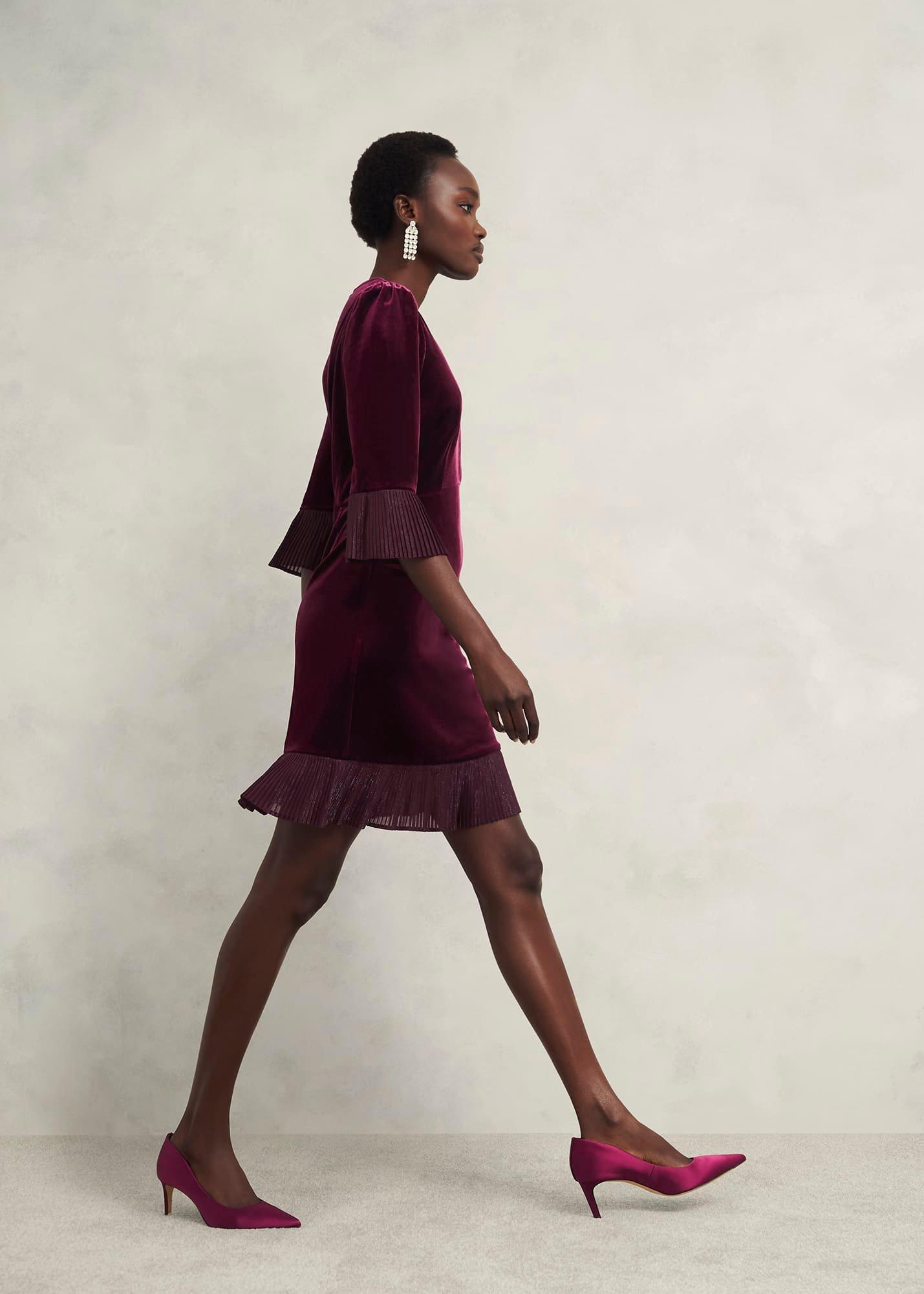 Ashley Velvet Dress, Warm Plum, hi-res
