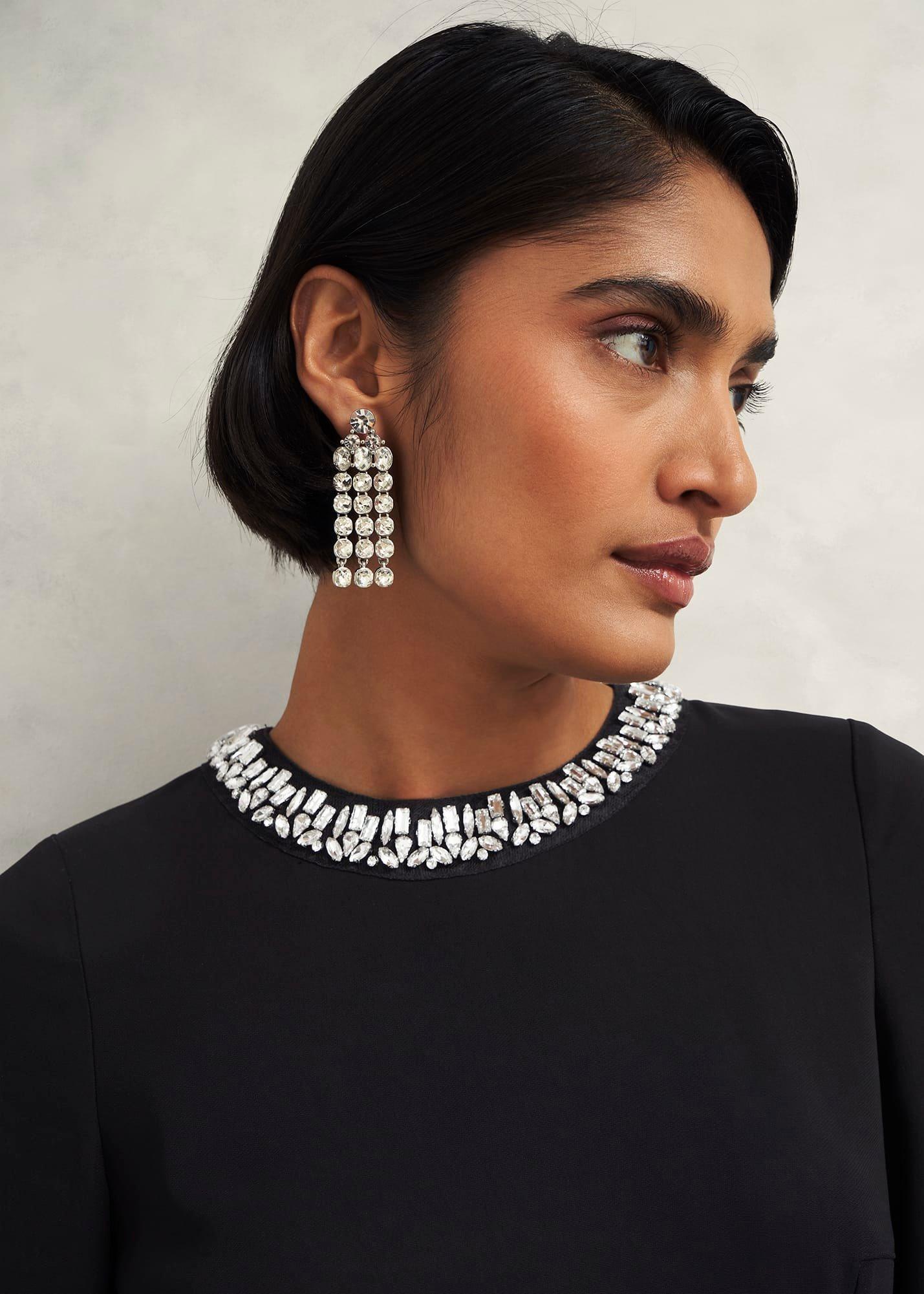 Eugenie Trim Detail Dress, Hobbs Black, hi-res