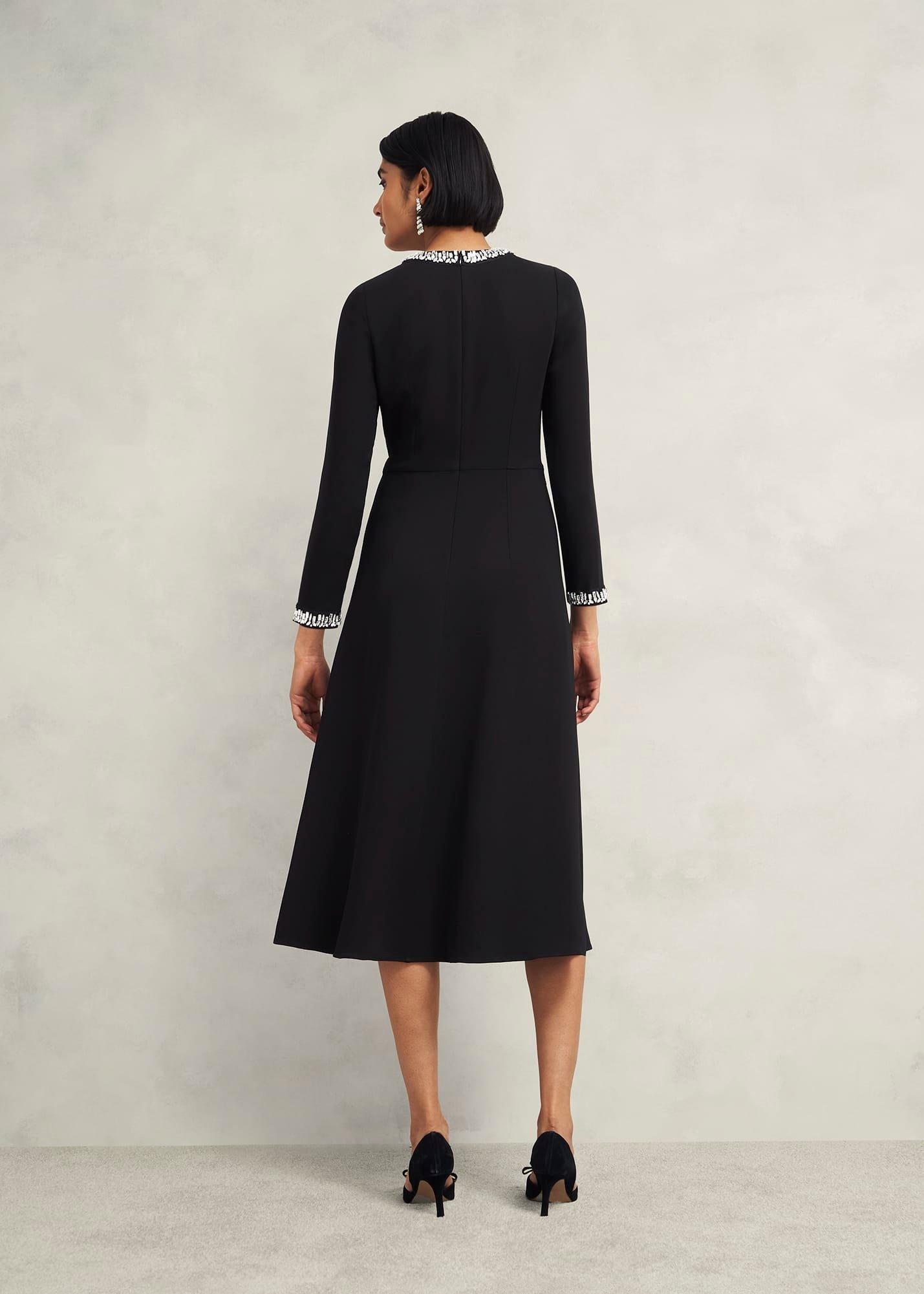 Eugenie Trim Detail Dress, Hobbs Black, hi-res