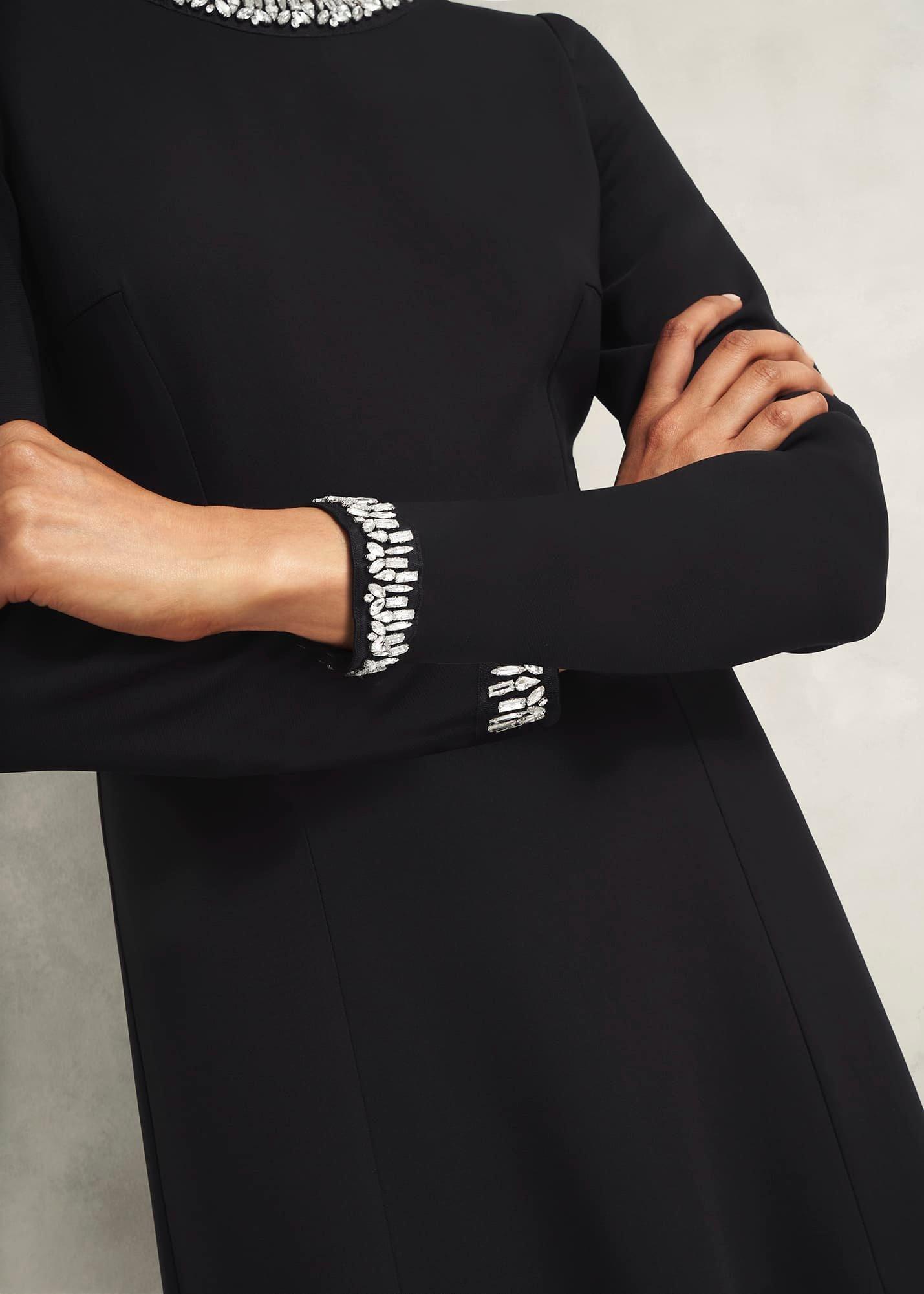 Eugenie Trim Detail Dress, Hobbs Black, hi-res